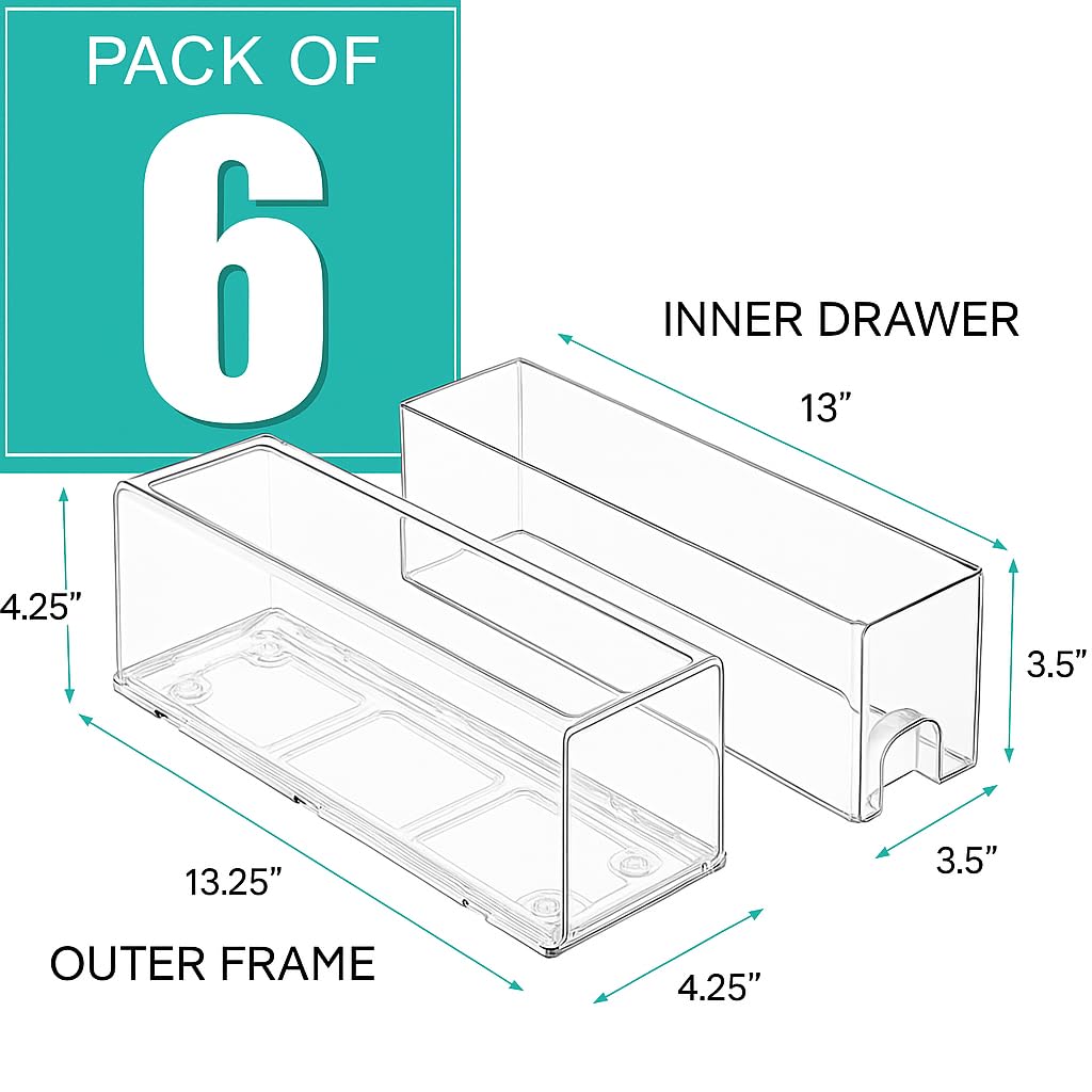 Small Clear Storage Drawers (6 Count)