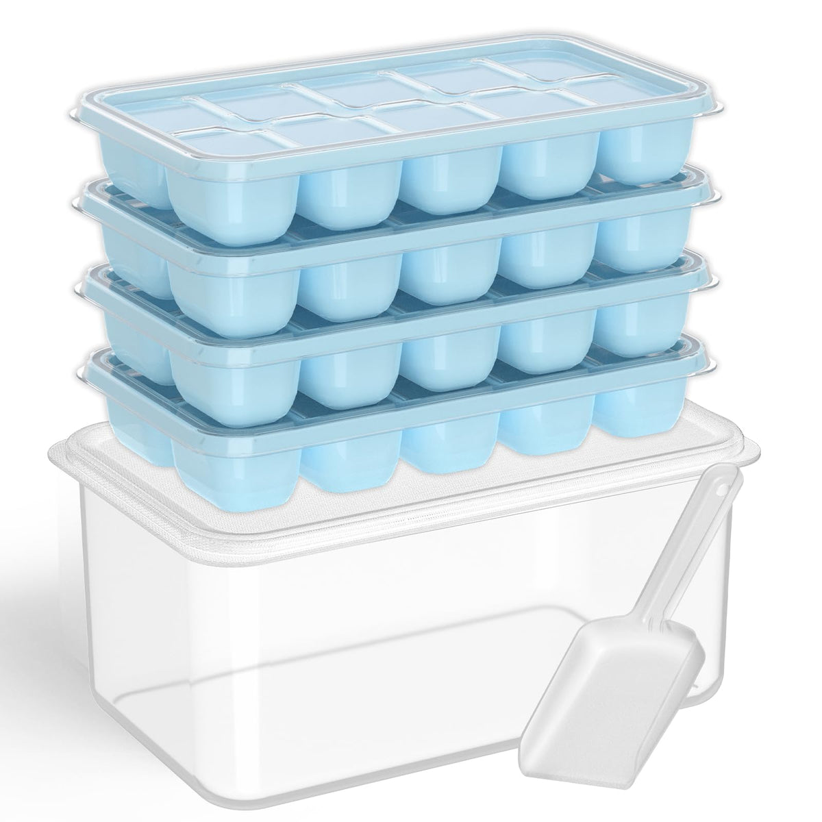 Ice Cube Tray with Lid and Bin (4 Count)