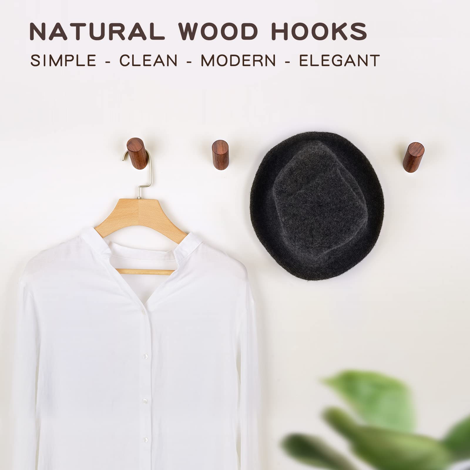 Wood Wall Hooks (6 Count)
