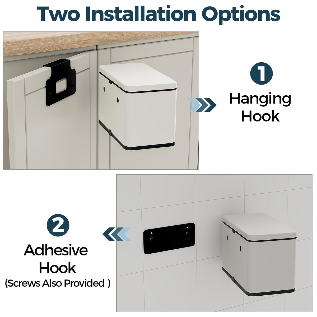 Stainless Steel Hanging Trash Can with Lid and Inner Bucket