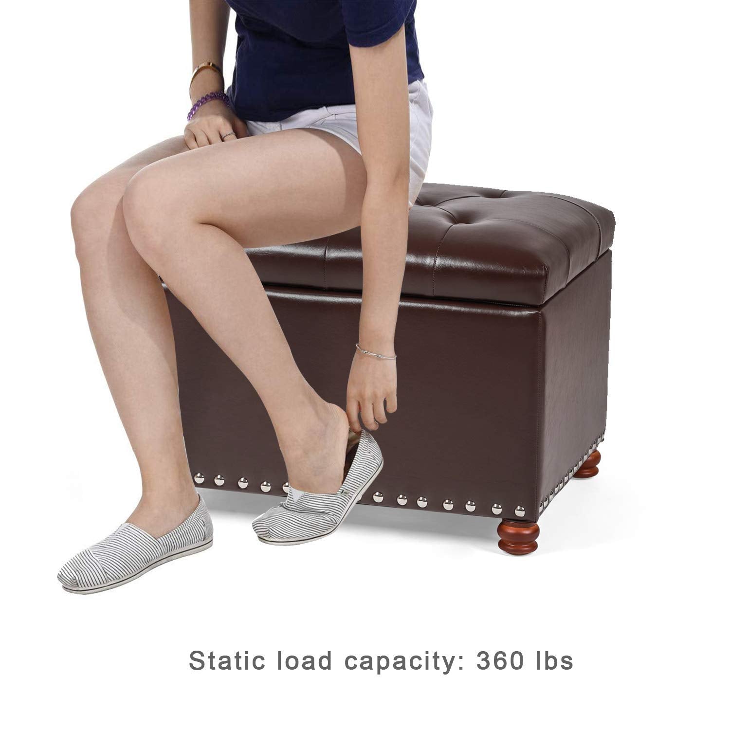 Leather Ottoman with Storage