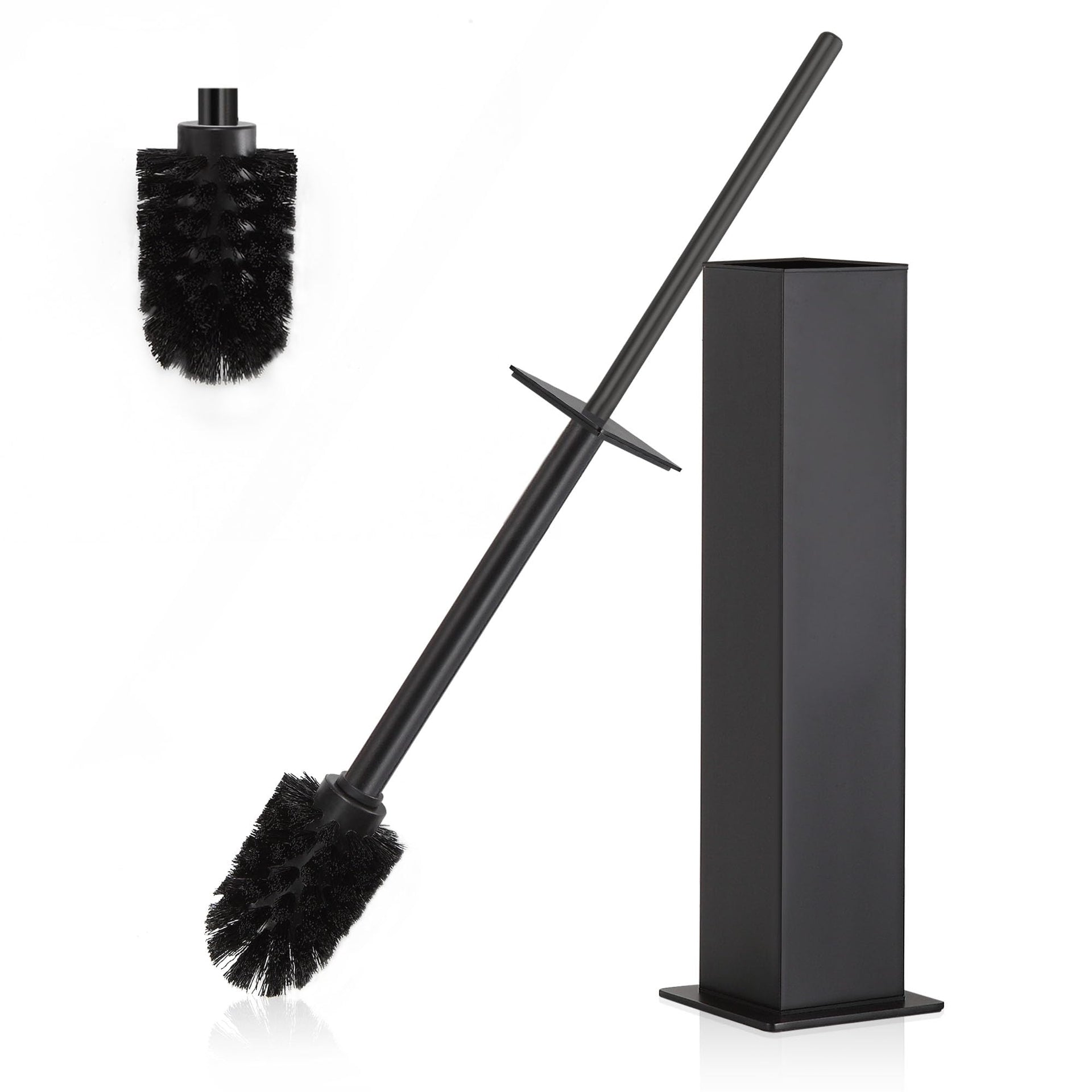 Toilet Brush and Holder Set Black Stainless Steel 304 Square Freestanding Toilet Brush for Bathroom