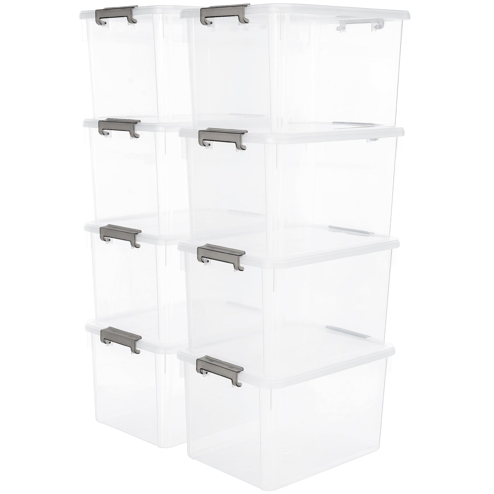 32 QT Plastic Storage Bins with Latching Lids Stackable Storage Containers for Organizing Large Clear Storage Box for Garage (8 Count)