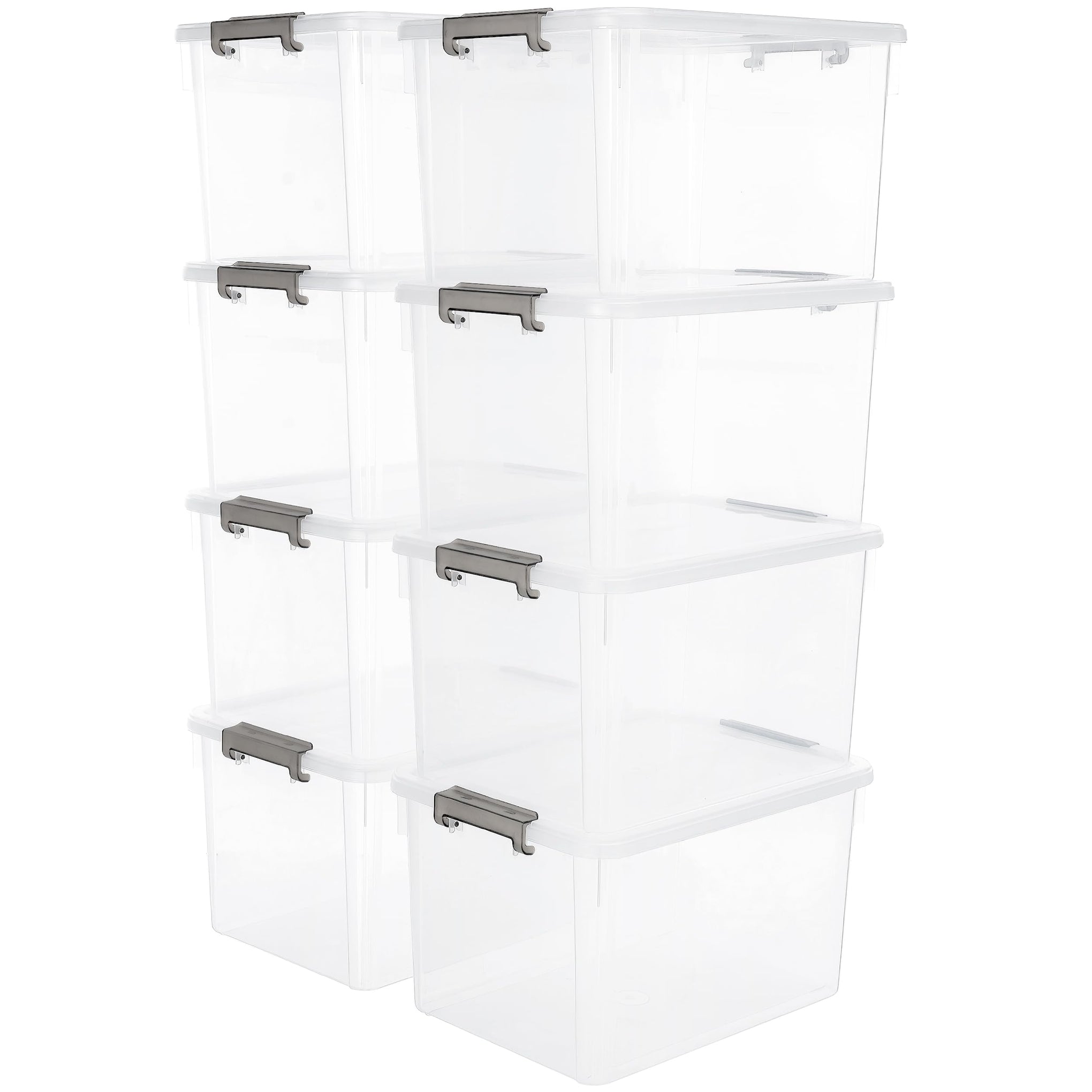 32 QT Plastic Storage Bins with Latching Lids Stackable Storage Containers for Organizing Large Clear Storage Box for Garage (8 Count)
