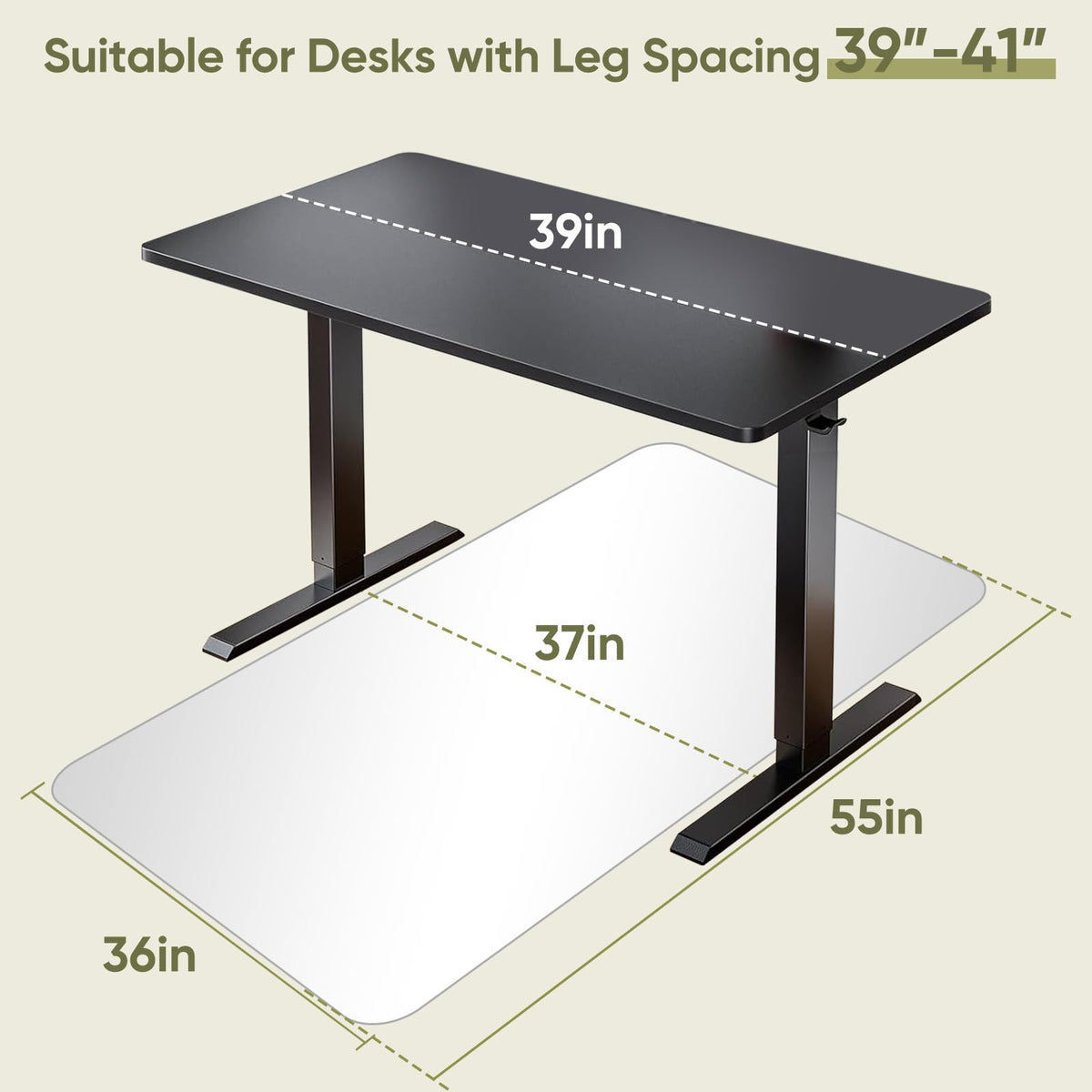 36"x55" Tempered Glass Chair Mat for Carpet & Hardwood Floors