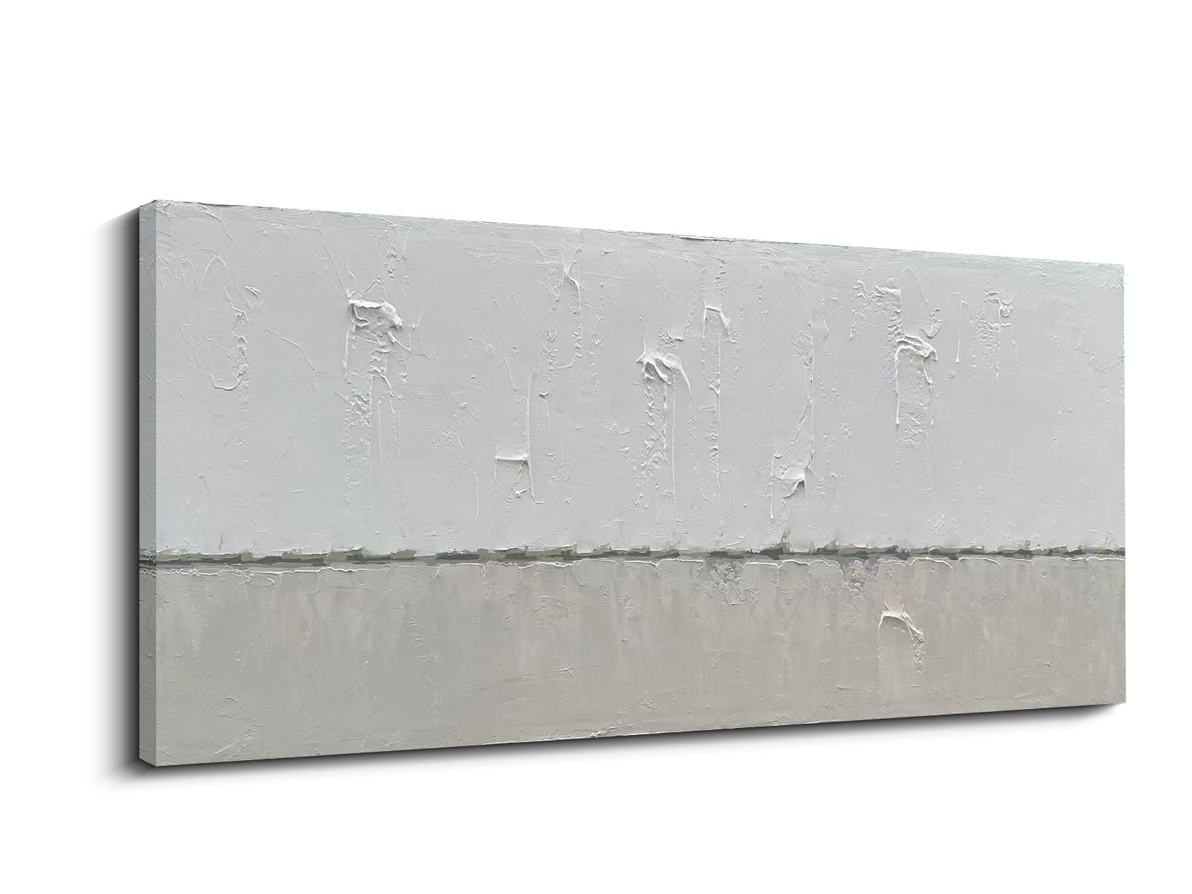 Art Hand painted Grey White Minimalist Oil Painting 30x60 inches