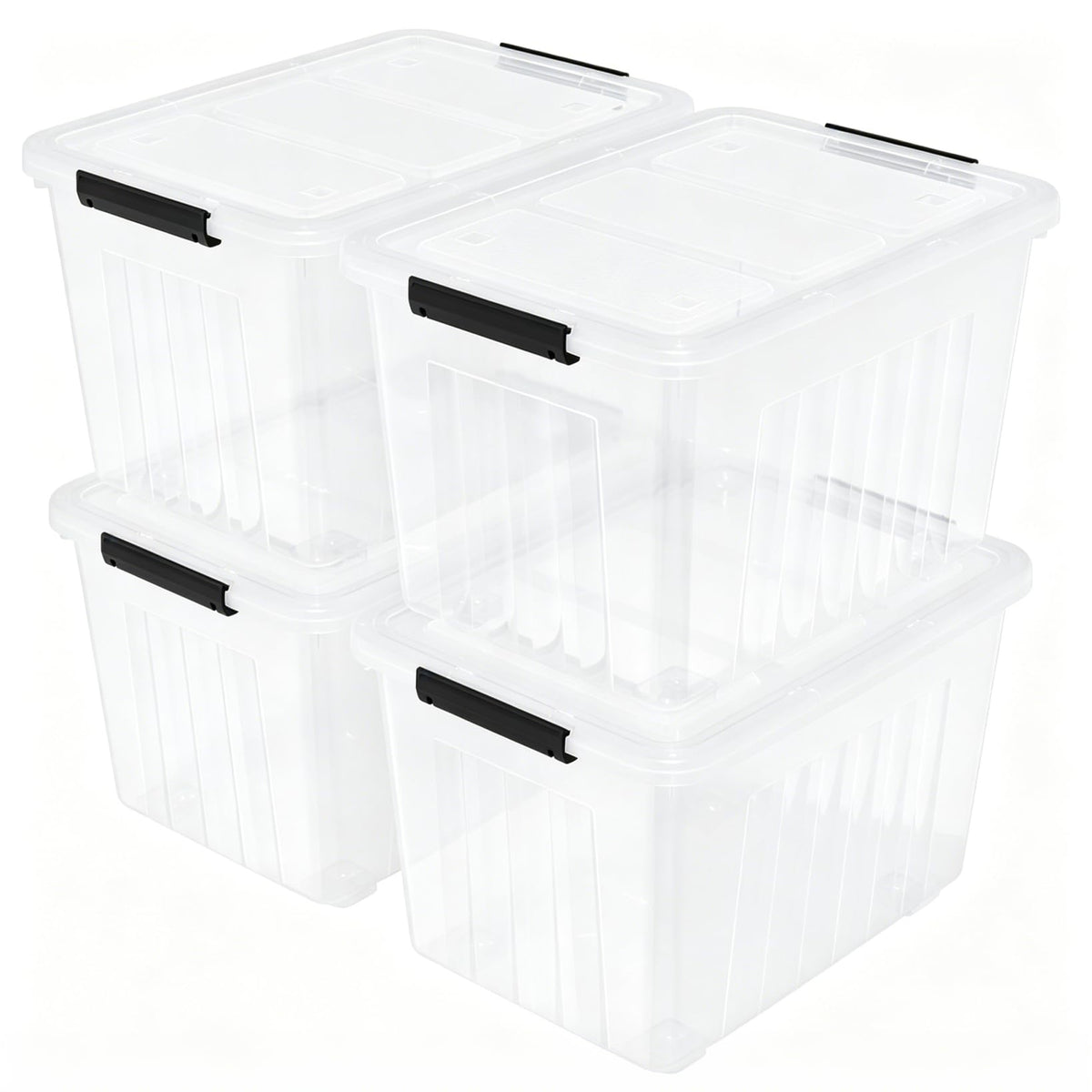 70L Plastic Storage Bins With Wheels and Latching Lids (4 Count)
