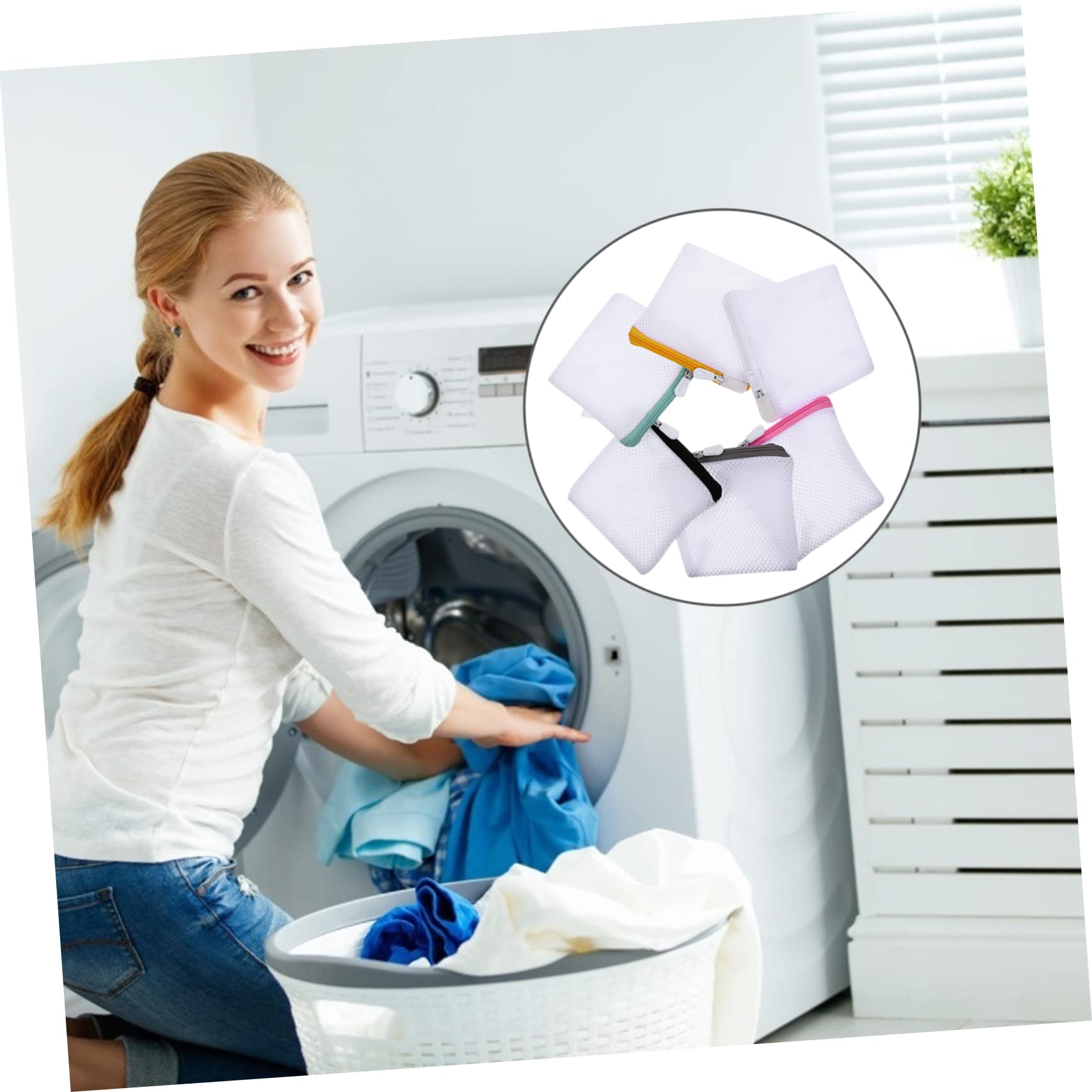 6pcs Laundry Bag Mesh Wash Bag Mini Washing Machine Underwear Washing Bag Zipper Wash Bags Protecting Wash Bag Foldable Laundry Pouch for Home Travel Laundry Room Bag Bra