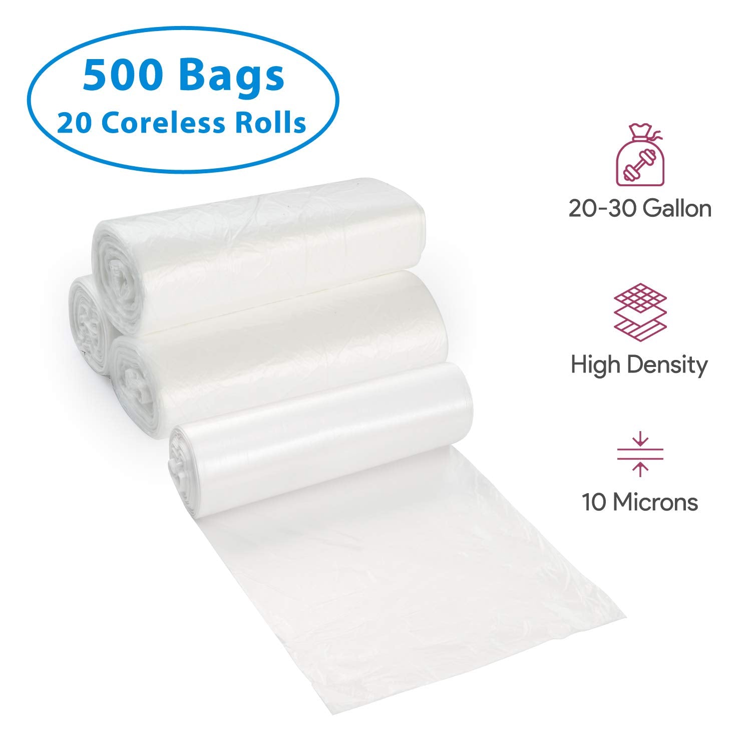 20 30 Gallon Clear Garbage Can Liners (500 Count)