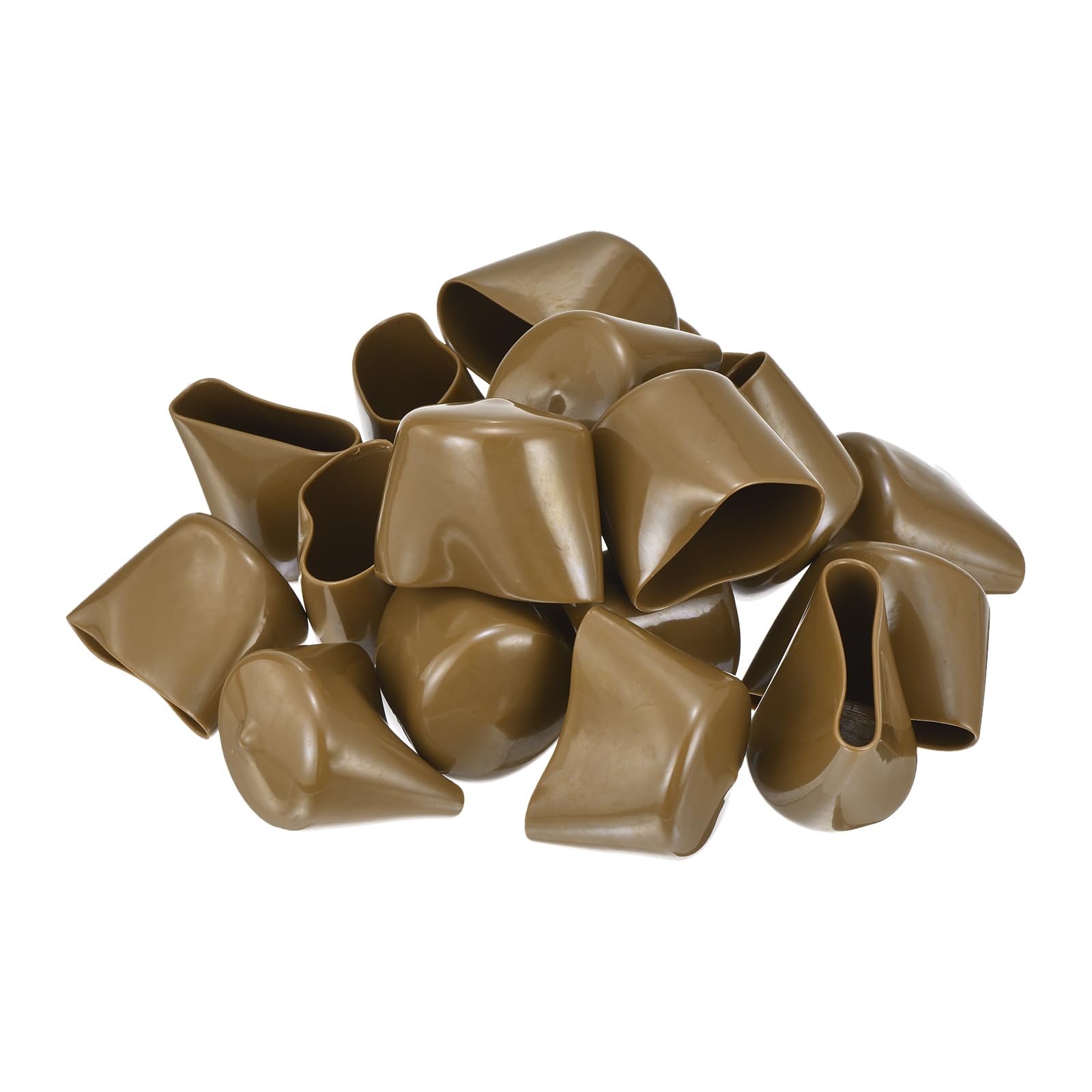 20pcs Rubber End Caps 43mm ID Vinyl PVC Round Tube Bolt Cap Cover Screw Thread Protectors Light Brown