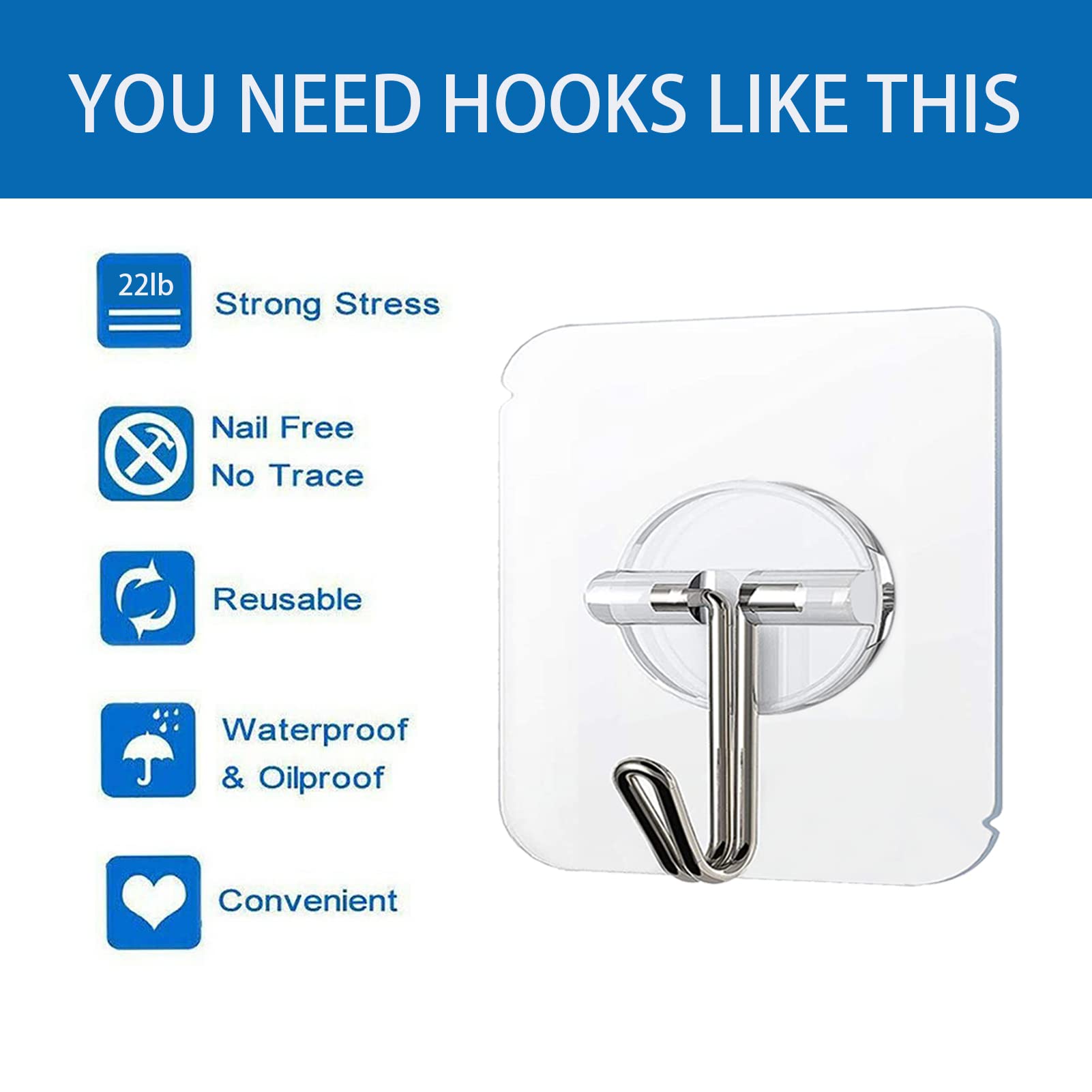 100 Pack Adhesive Hooks 24lb (100 Count)