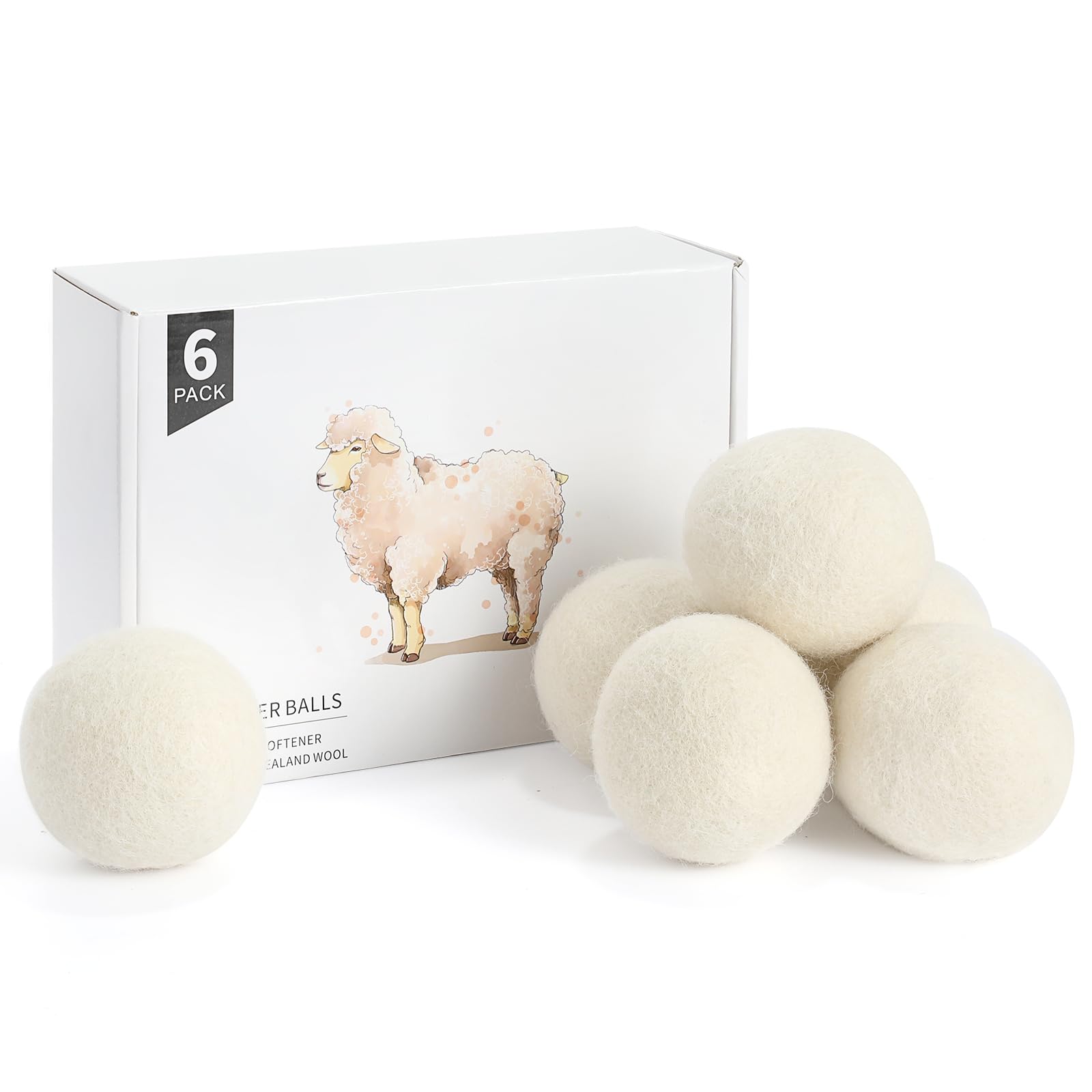 Wool Dryer Balls 6 Pack (6 Count)