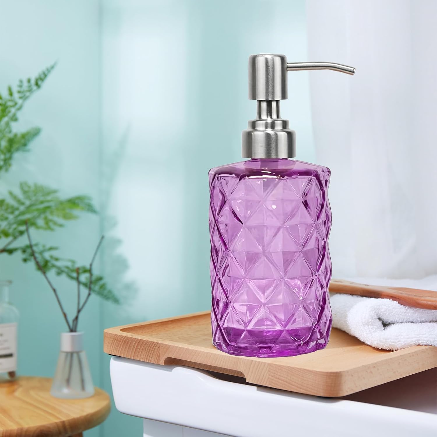 12Oz Purple Soap Dispenser Bathroom (2 Count)
