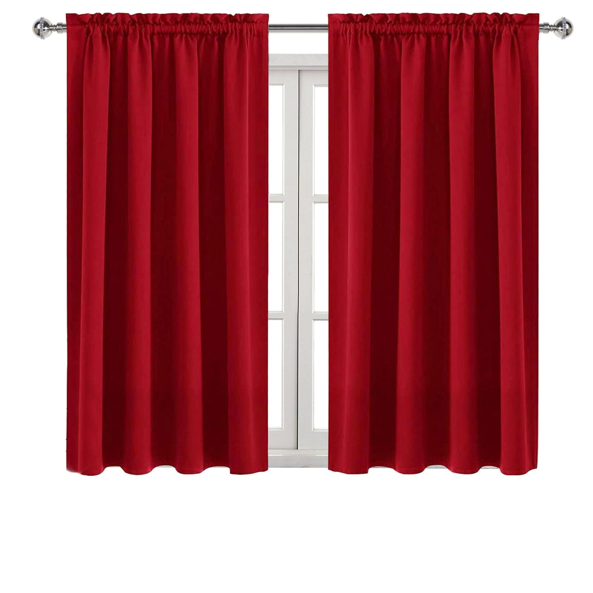 Blackout Curtains for Bedroom Living Room 52 x 45 Inch Long Red (2 Count)