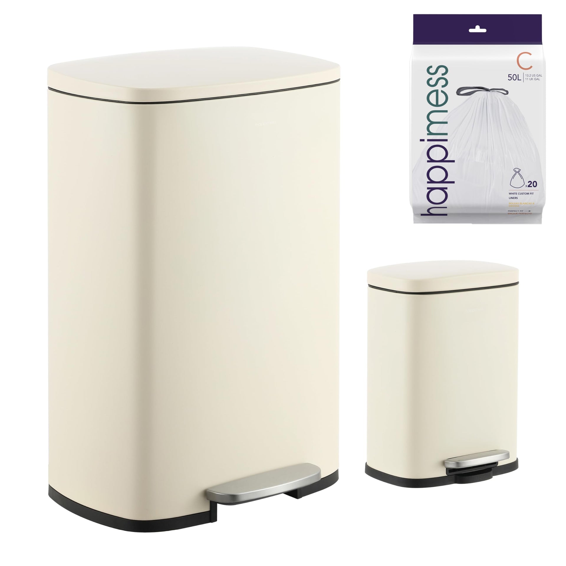 Connor 2 Piece Iron Trash Can (2 Count)