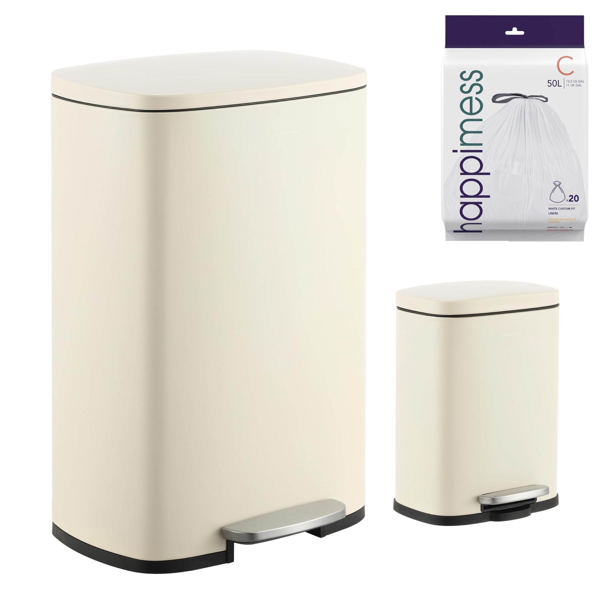 Connor 2 Piece Iron Trash Can (2 Count)