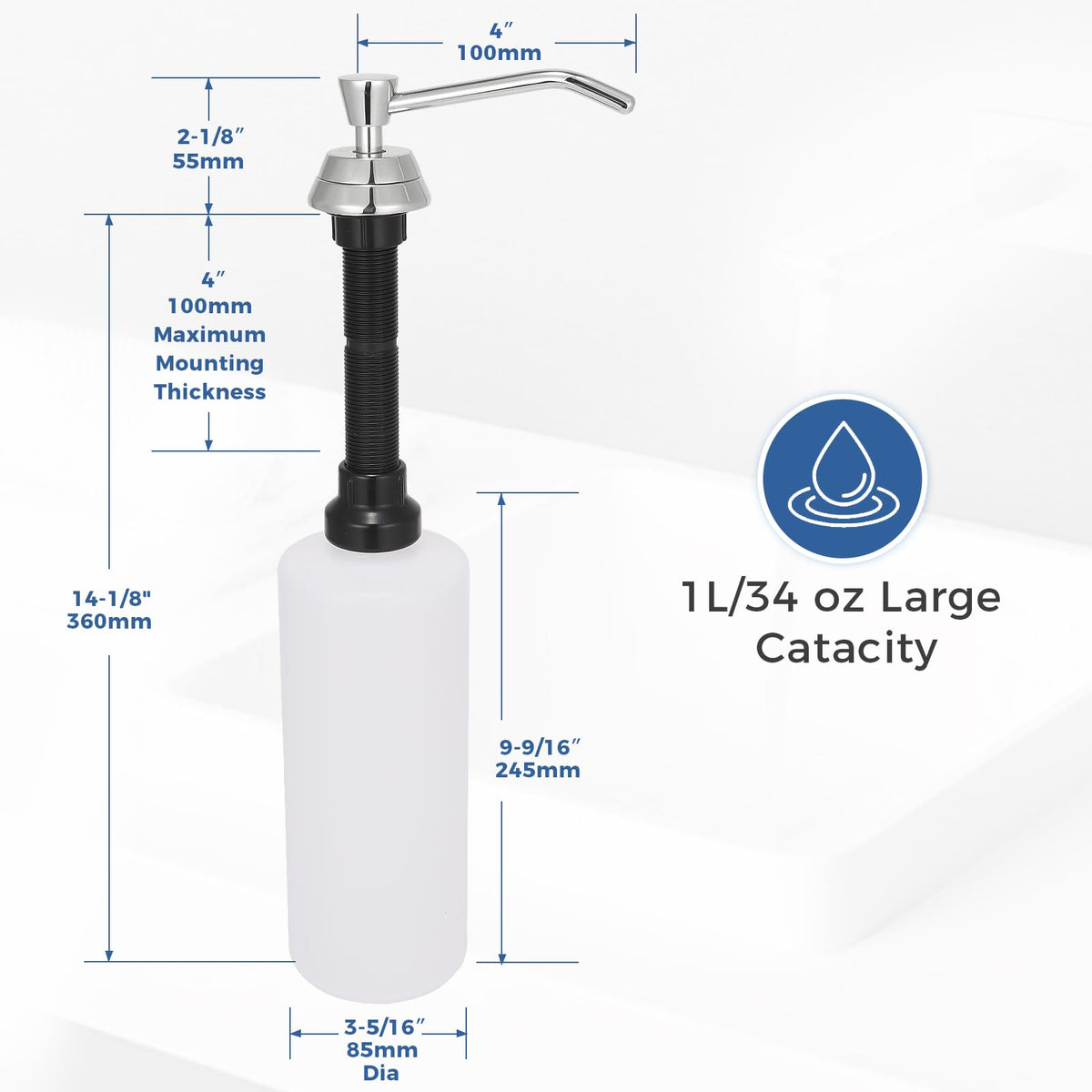 Heavy Duty Brass Countertop Liquid Soap Dispenser