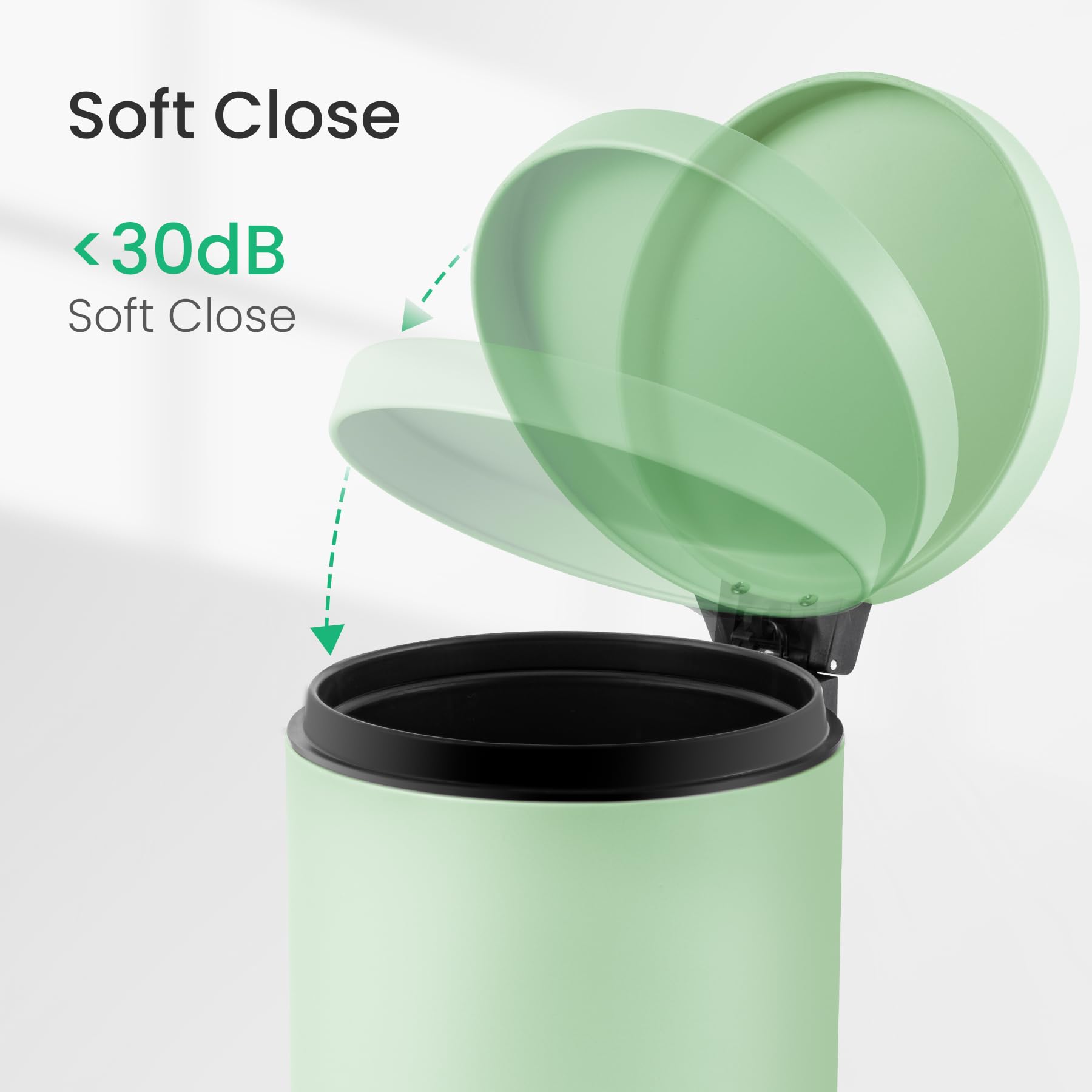 Small Round Bathroom Trash Can with Lid Soft Close