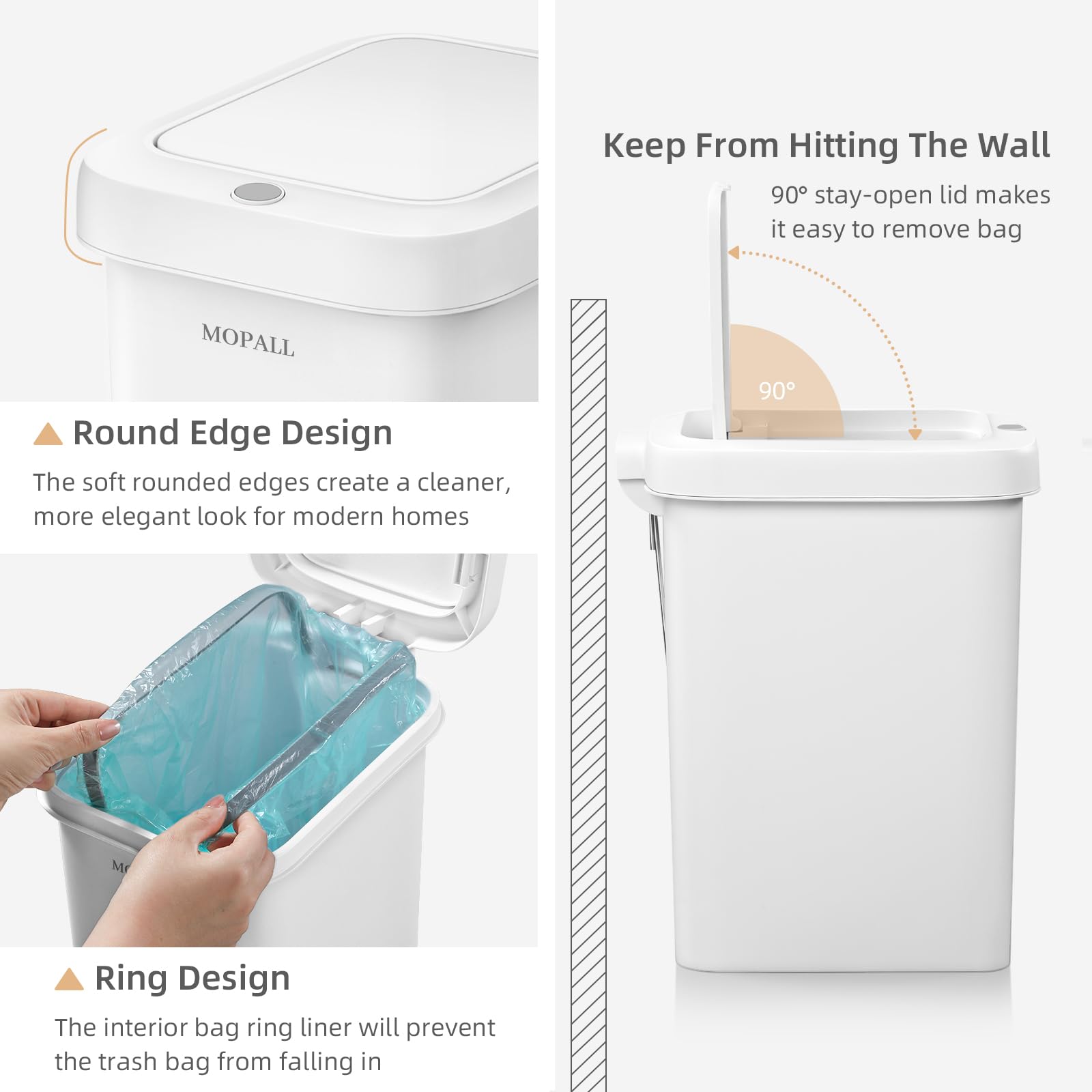 2.7 Gallon Small Bathroom Trash Can with Lid