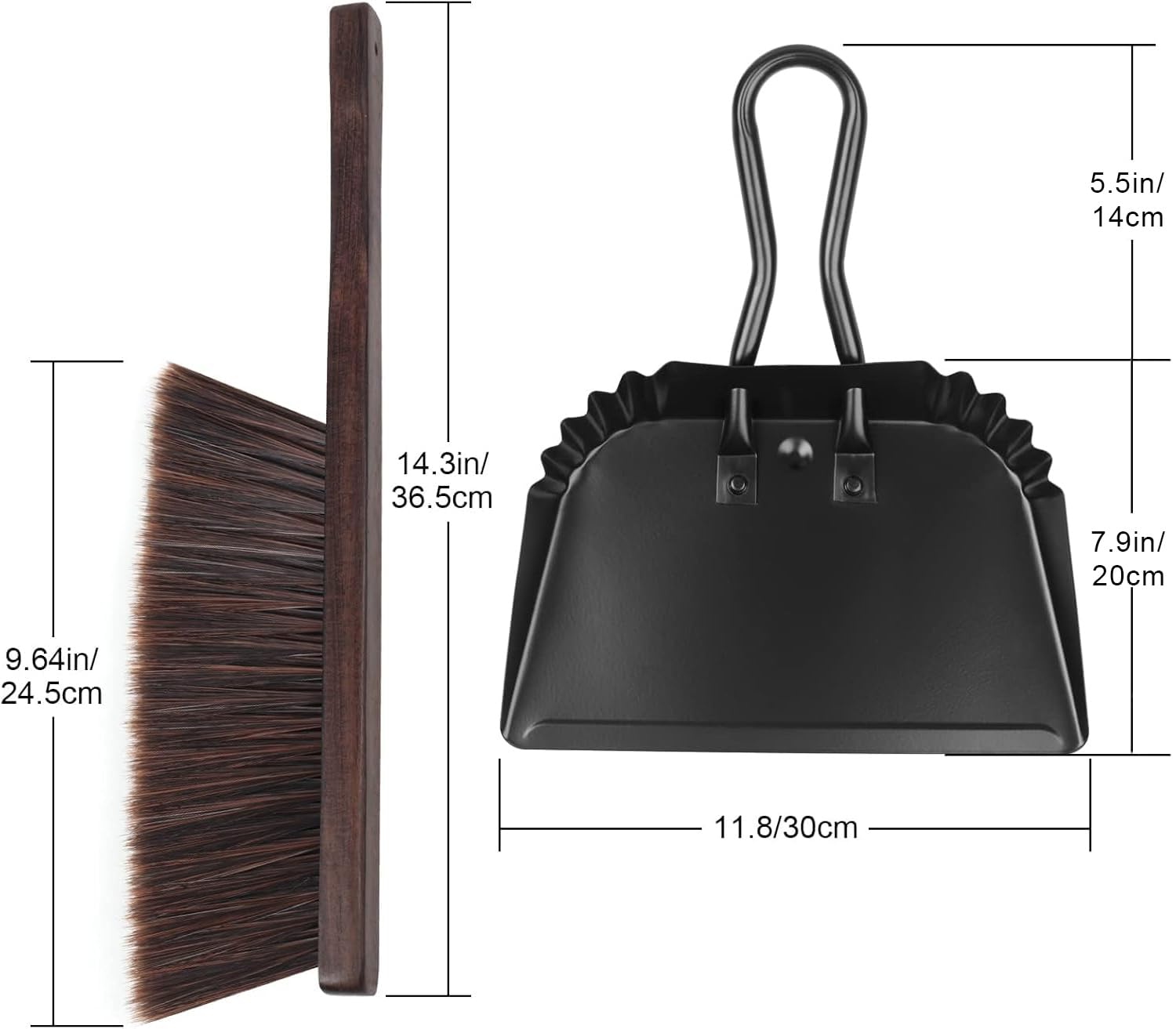 Heavy Duty Metal Dust Pan and Brush Set (2 Count)