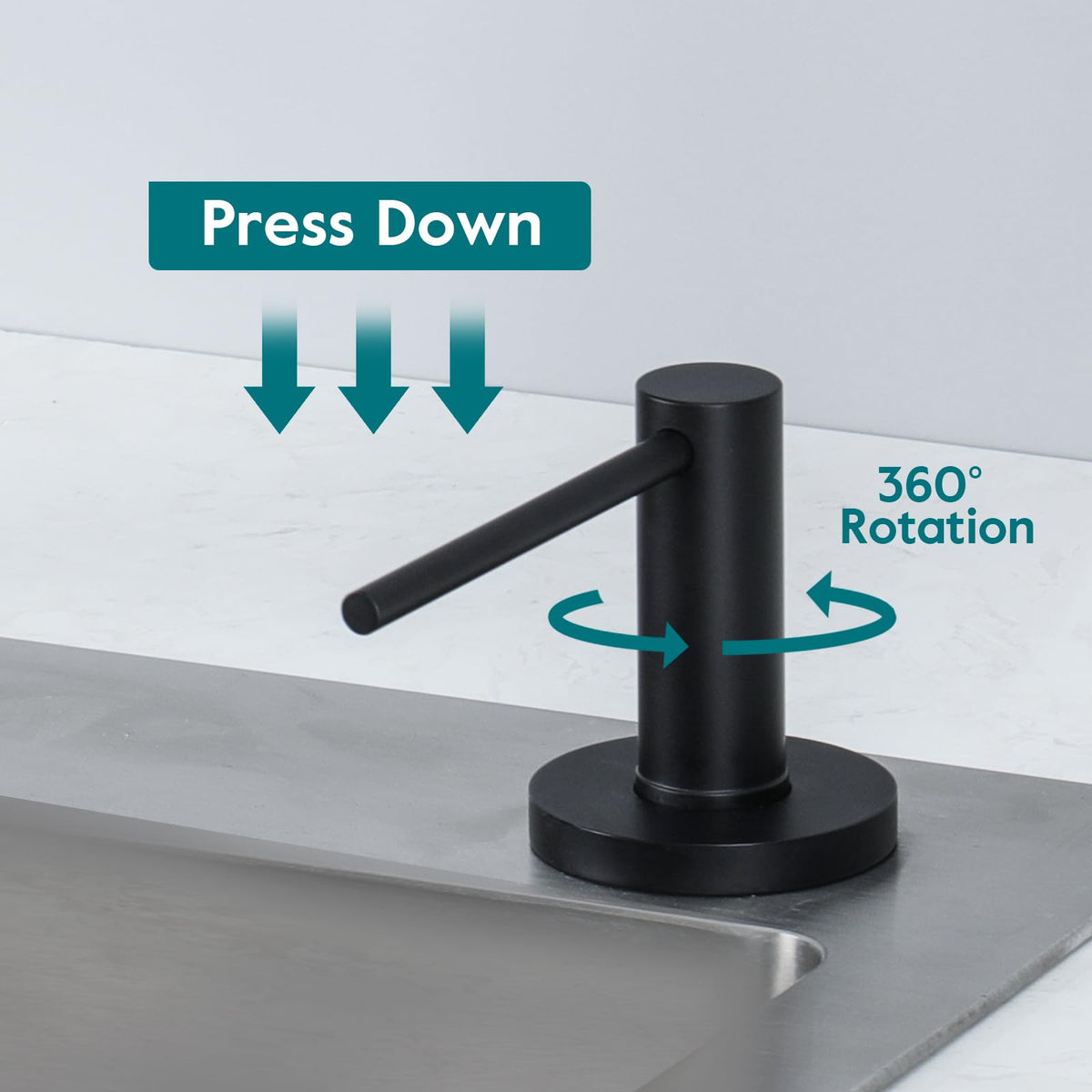 Upgraded Matte Black Soap Dispenser for Kitchen Sink