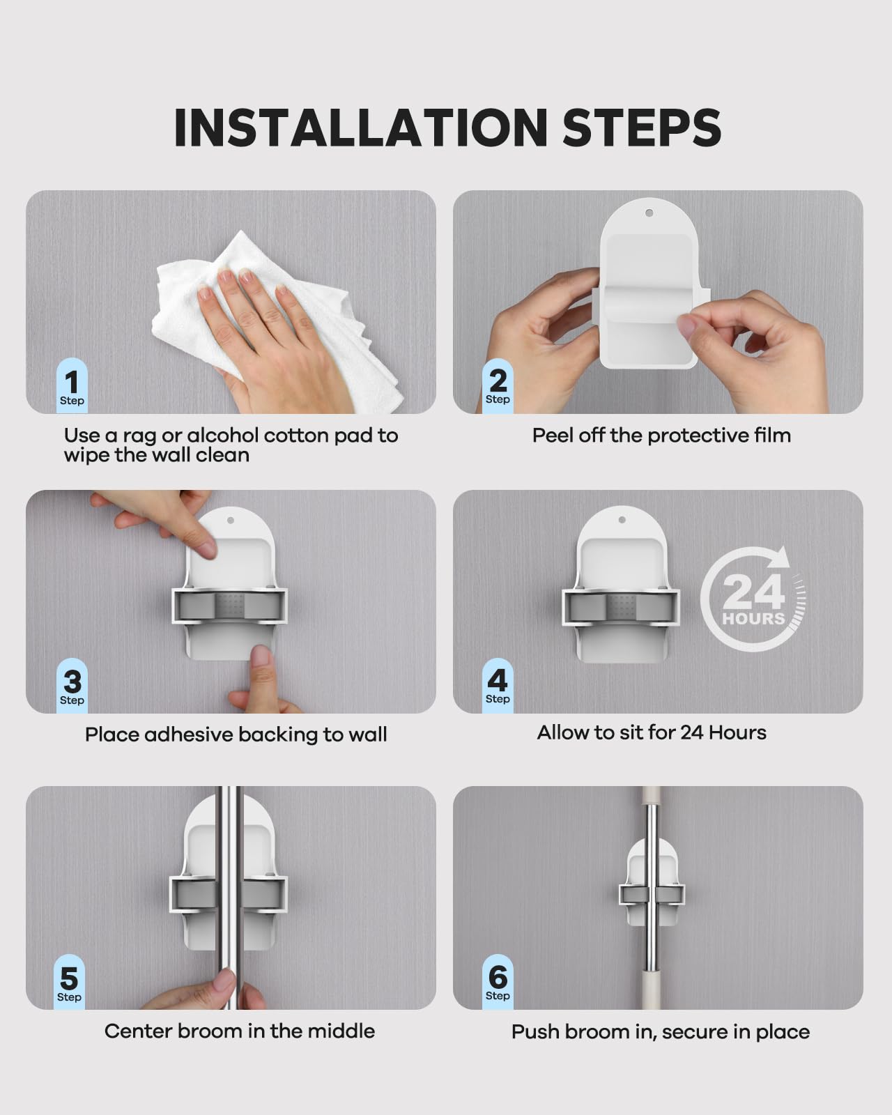 Plastic Broom Holder Wall Mount (4 Count)