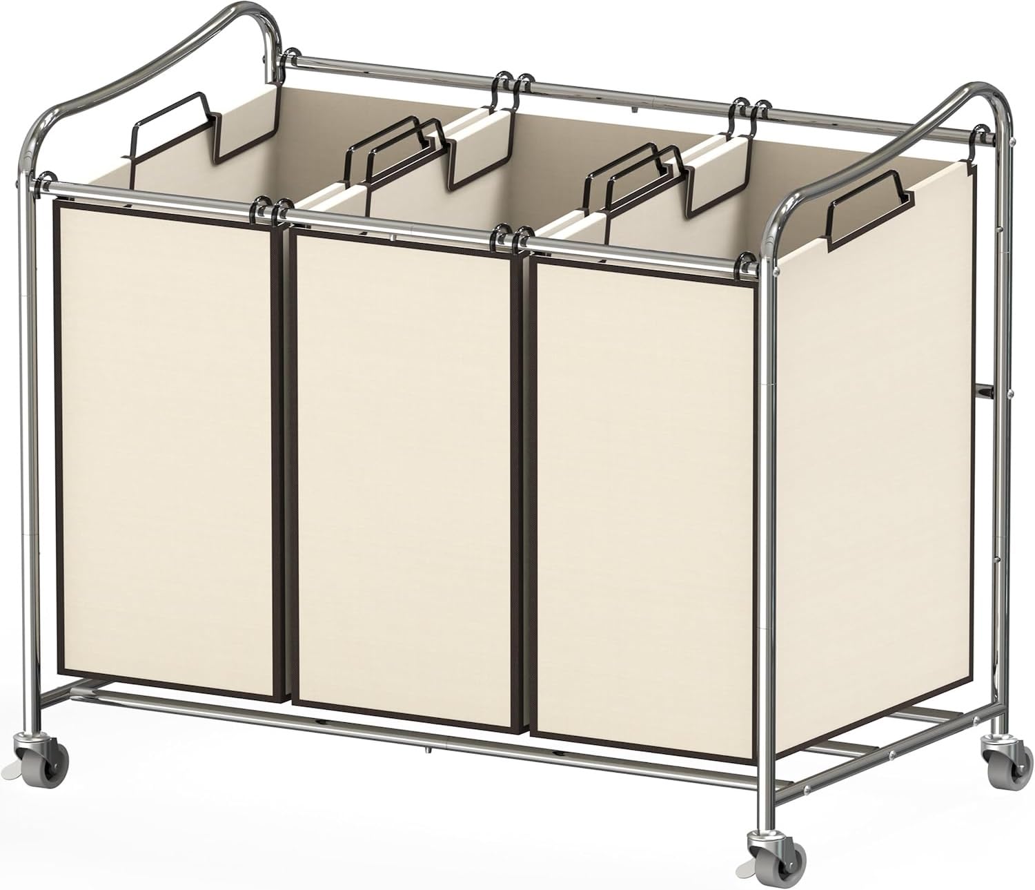 Heavy Duty 3 Bag Laundry Sorter Rolling Cart