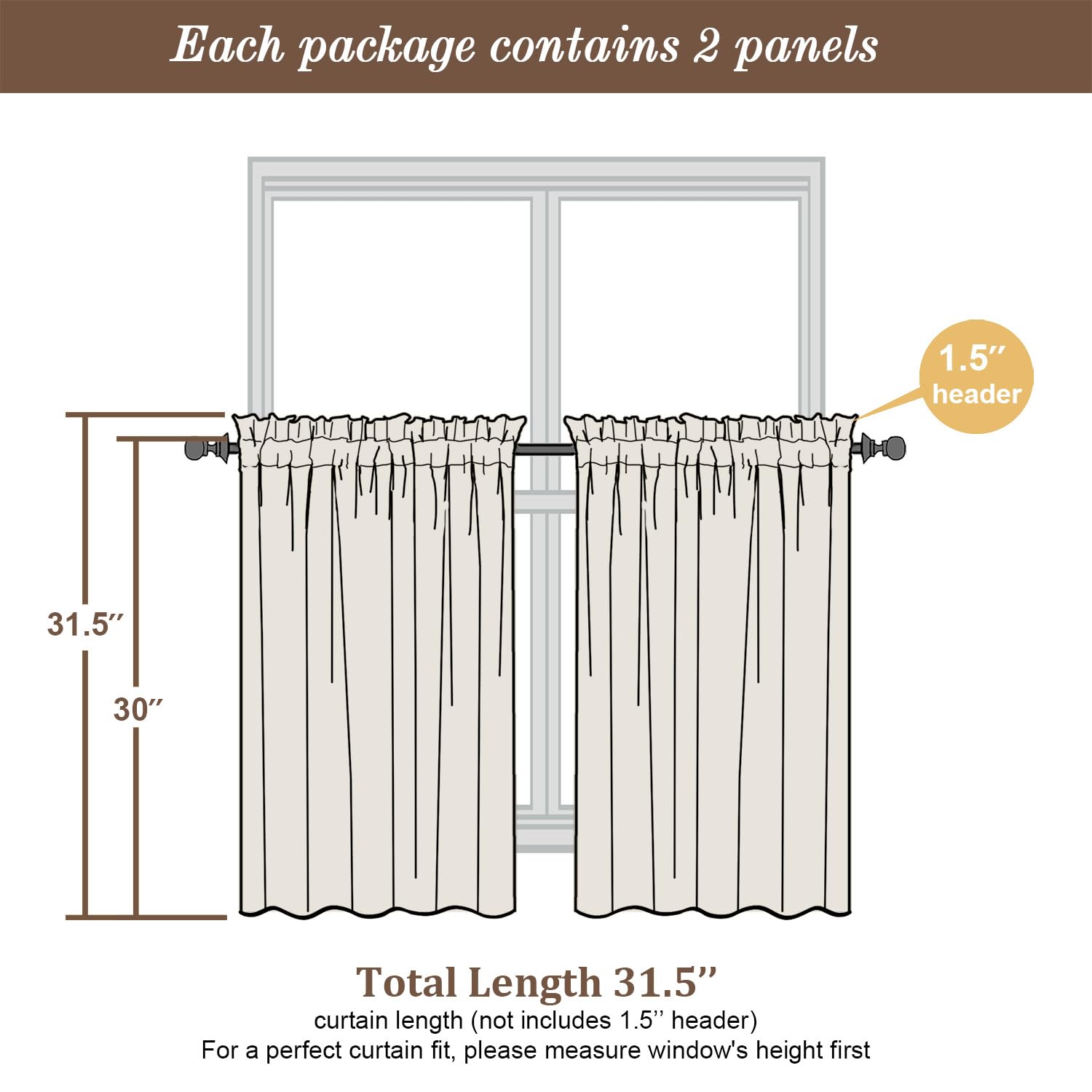 Gold Sheer Curtains 30 inch Length 2 Panels (2 Count)