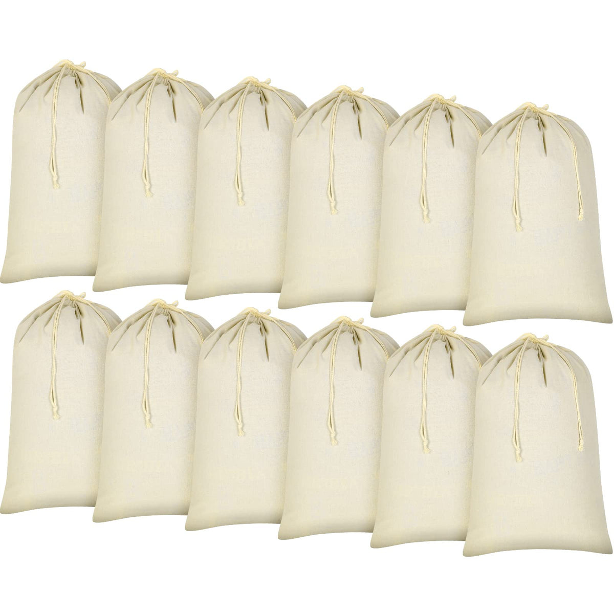 12 Pcs 28" x 36" Canvas Laundry Bags Bulk Large Cotton Laundry with Drawstring Heavy Duty Hamper Liner Washable Dirty Clothes for home College Sports Dorms Travel (12 Count)