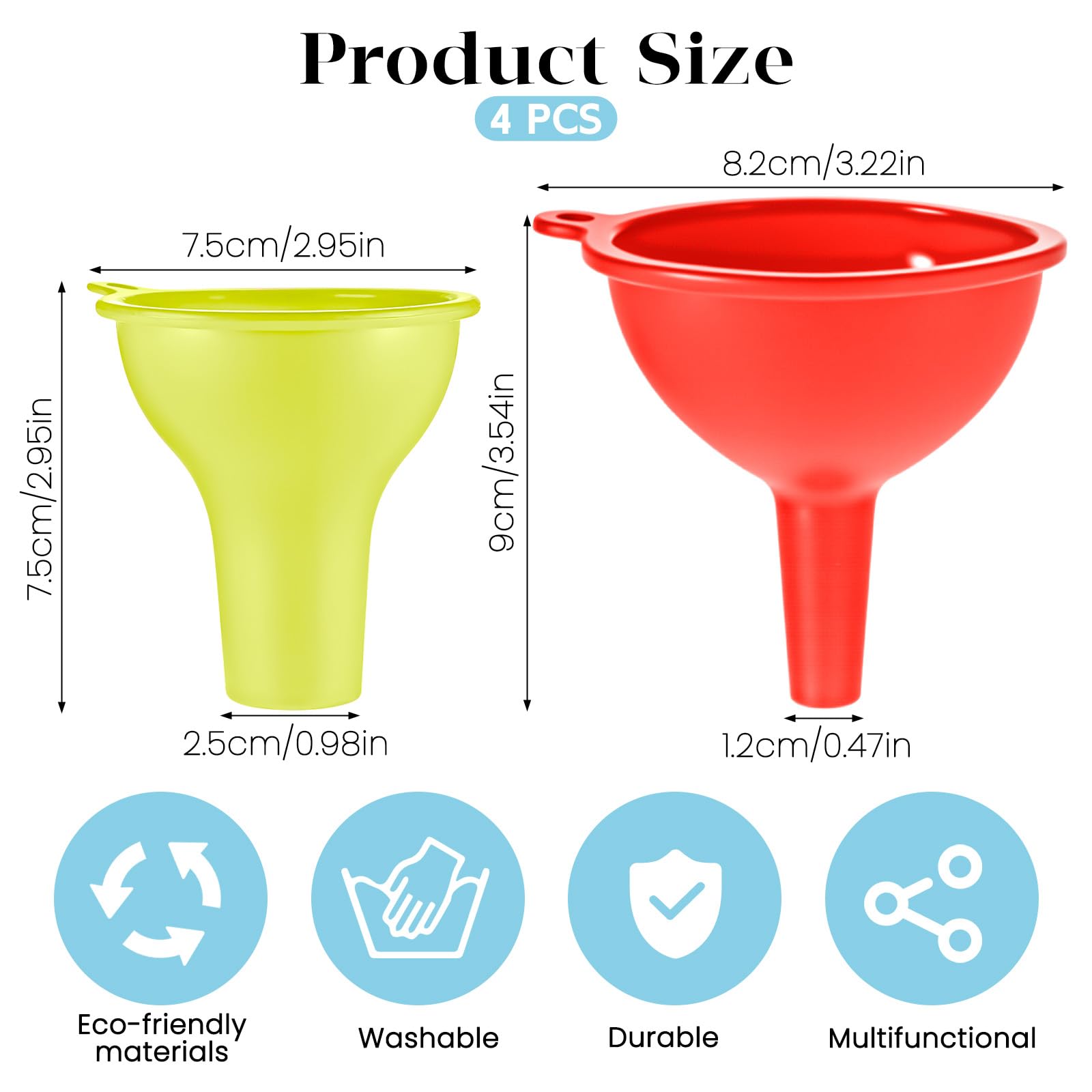 4 PCS Kitchen Silicone Funnel