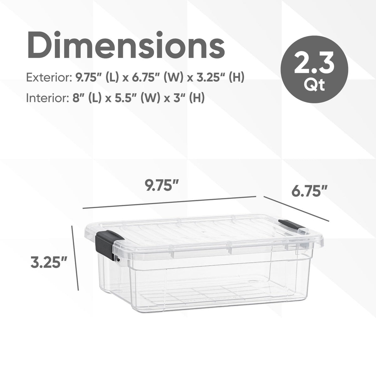 2.3 Quart Clear Plastic Storage Containers with Lids (6 Count)