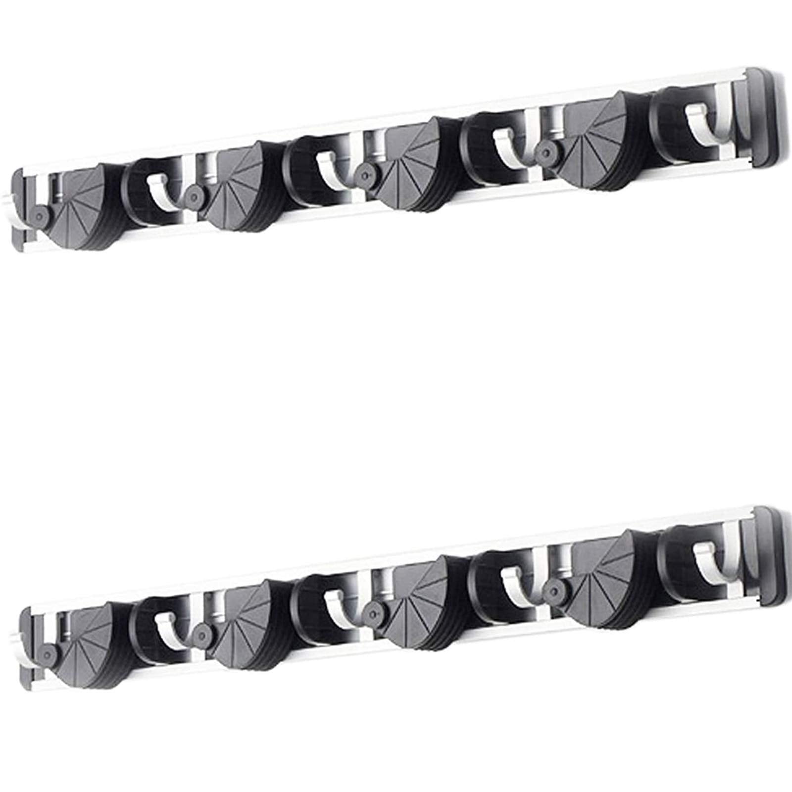 Wall Mount Broom Clamp Holder 4 Positions Grip Organizer & 5 Hooks Rack Home Kitchen Garage Mop tools Storage Organization System
