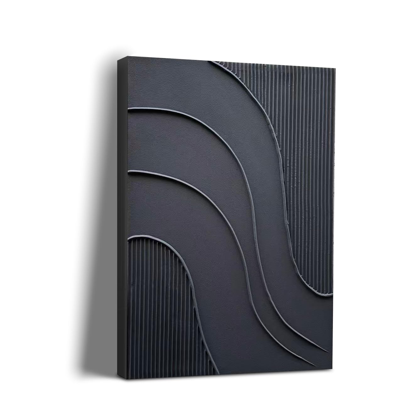 Hand Painted Thick Texture Black Minimalist Oil Painting 24x36 Inch Texture Abstract Painting Home wall Decorative Art