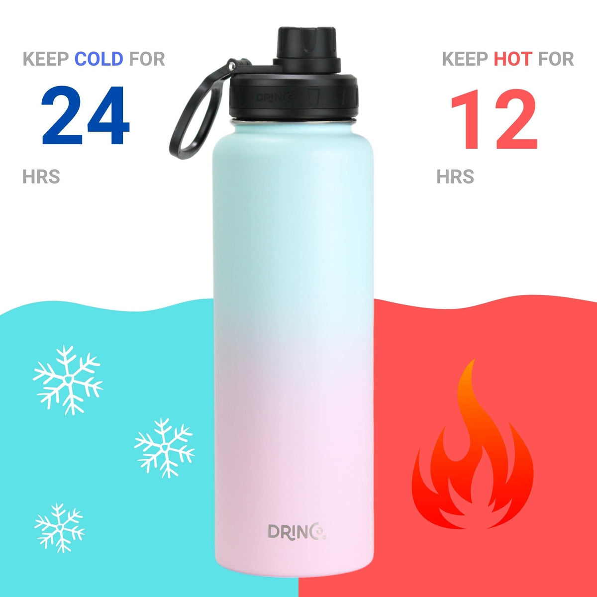 Stainless Steel Water Bottle Spout Lid Vacuum Insulated Double Wall Water Bottle Wide Mouth