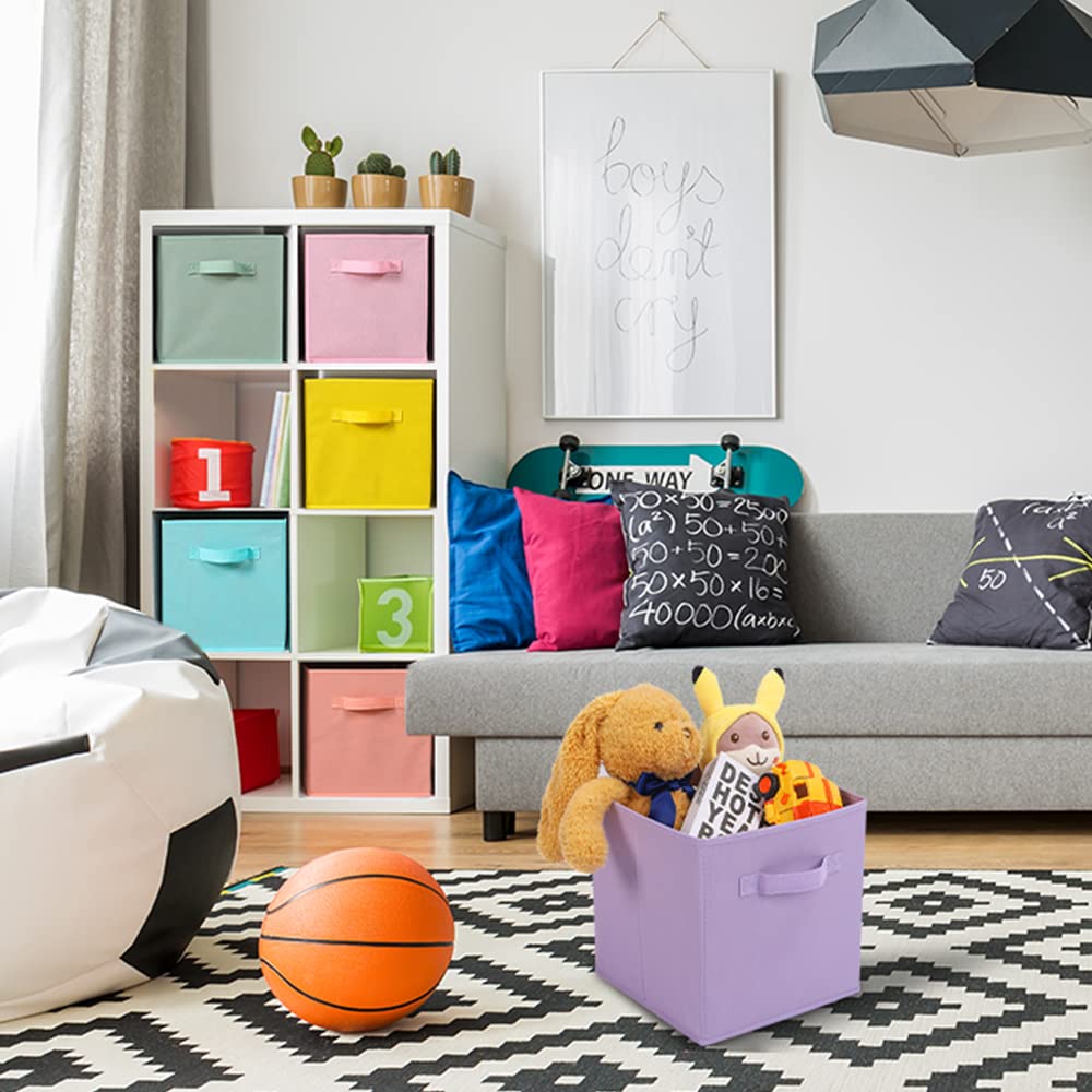 13x13x13 Inch Fabric Storage Bins 6 Pack Fun Colored Durable Storage Cubes with Handles Foldable Cube Baskets for Home