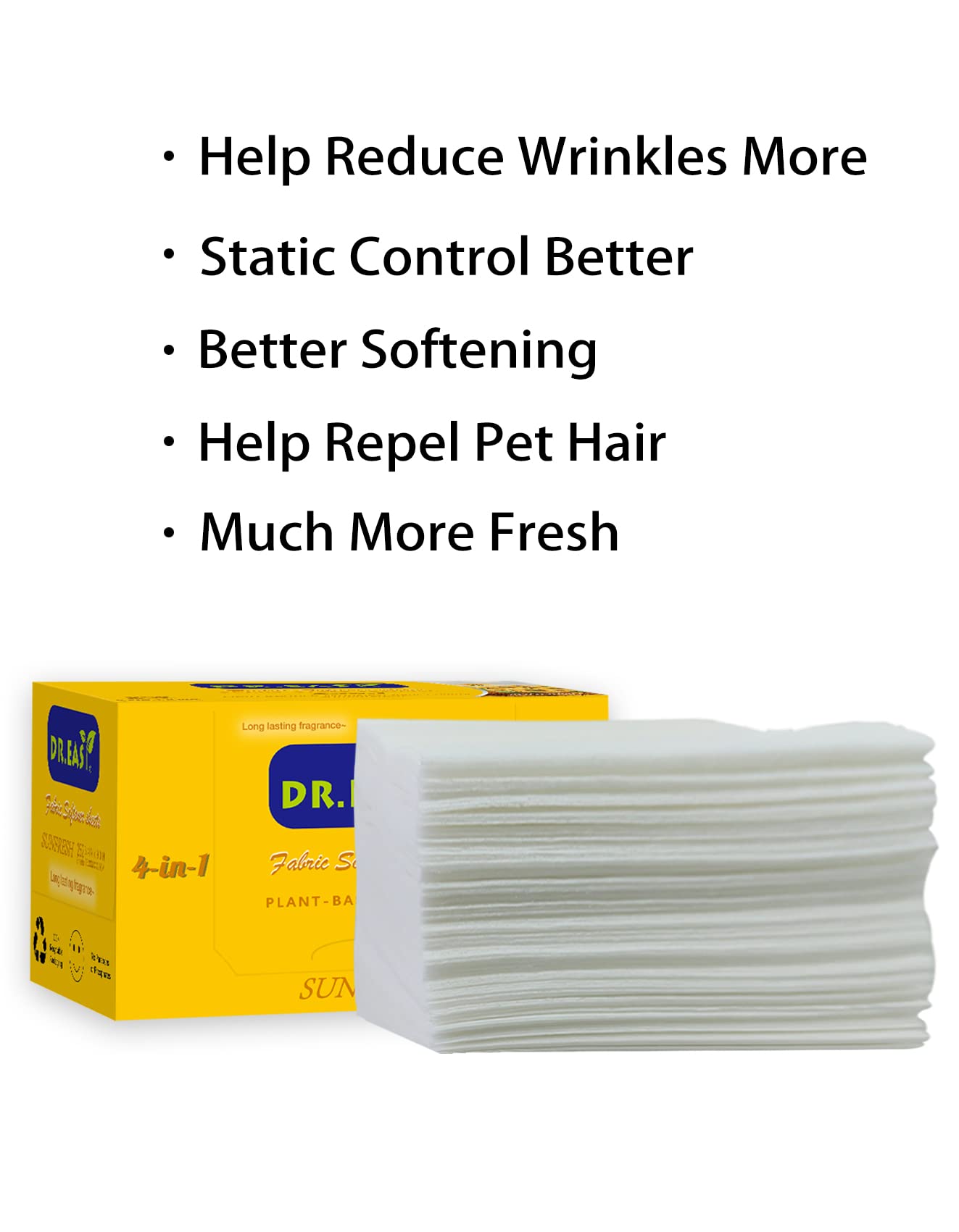 DR.EASY Dryer Sheets Plant Based Formula 252 Ct Fabric Softener sheets for Laundry Sunfresh Essential Oil Scented No Artificial Fragrances No Dyes Reduce Static & Wrinkles Help Repel Pet Hair (252 Count)