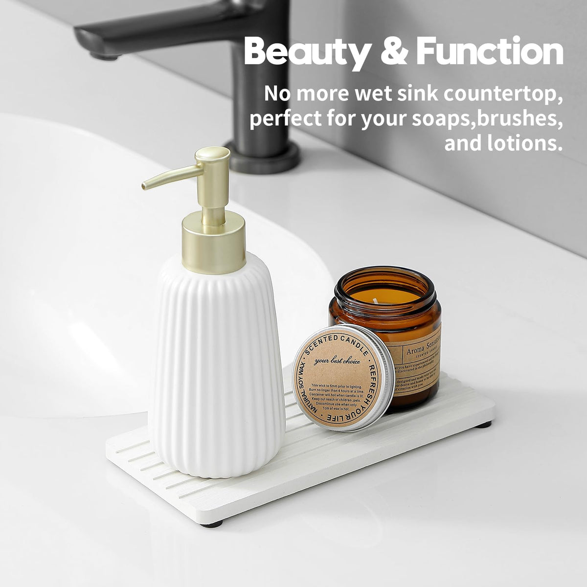 2PCS Diatomite Quick Stone Drying Tray Mat for Bathroom & Kitchen Counter (2 Count)