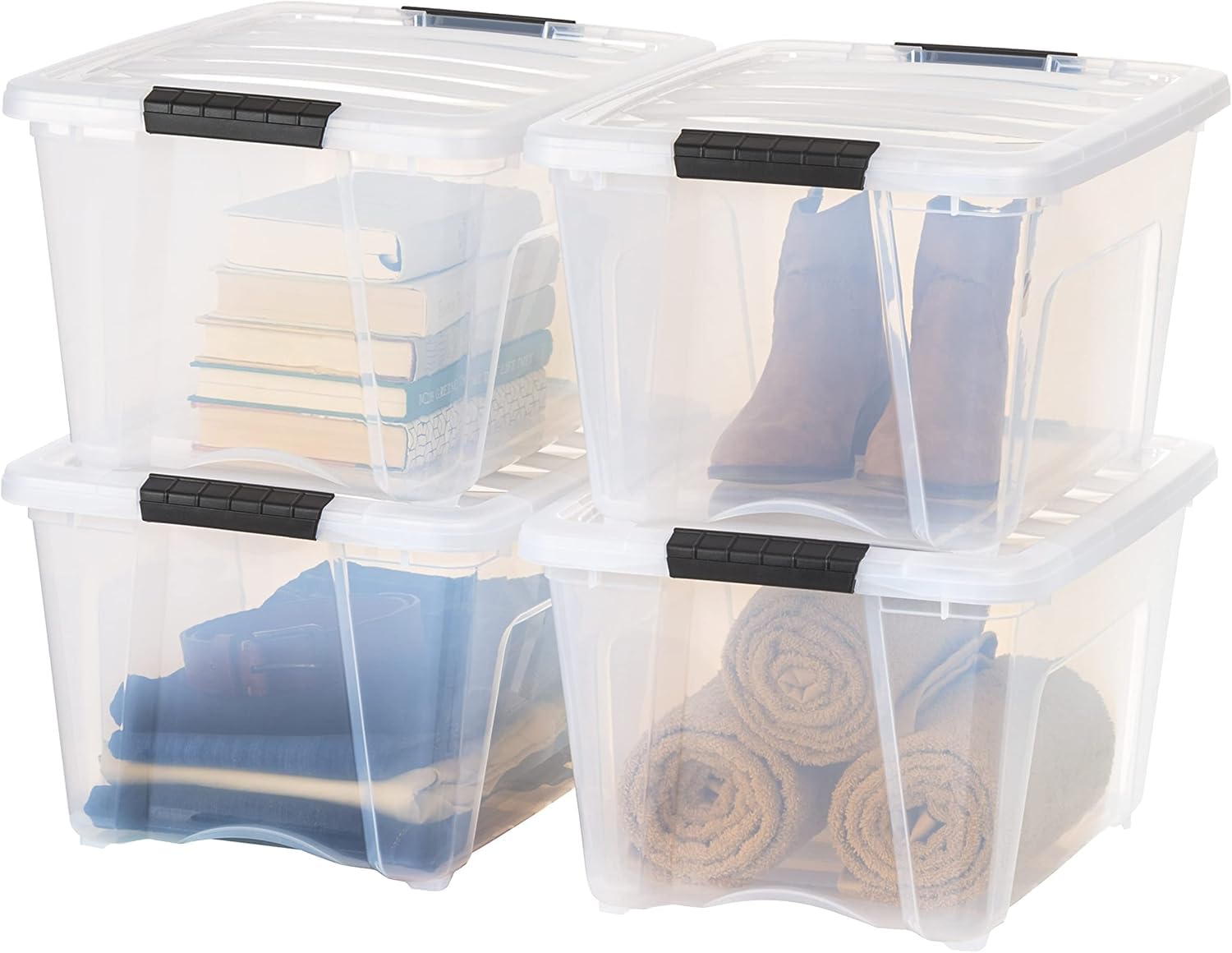 4 Pack 32 Quart Storage Bins with Lids (4 Count)