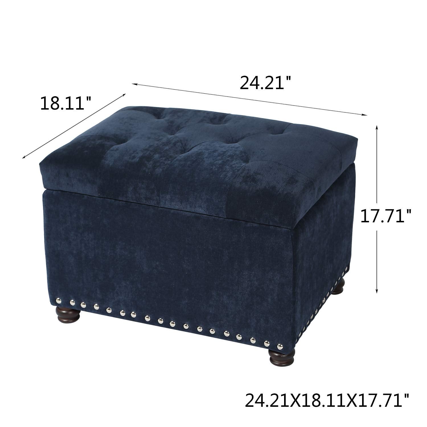 24" Ottoman with Storage for Living Room Rectangular Fabric Tufted Bench Footrest