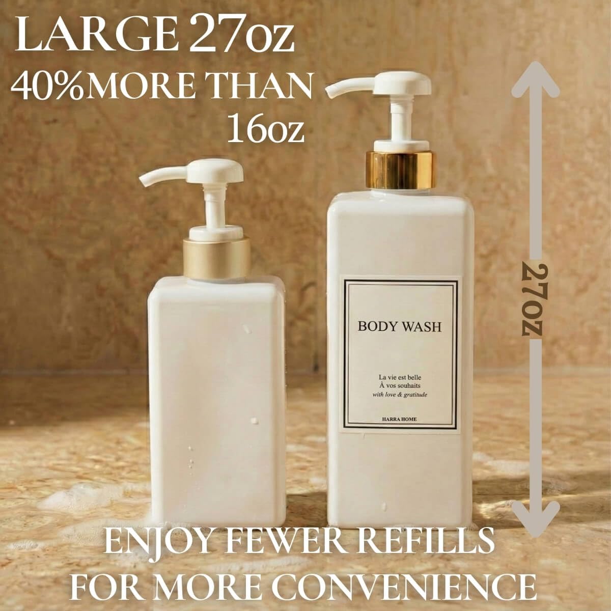 Modern Gold Design Shampoo and Conditioner Dispenser (3 Count)