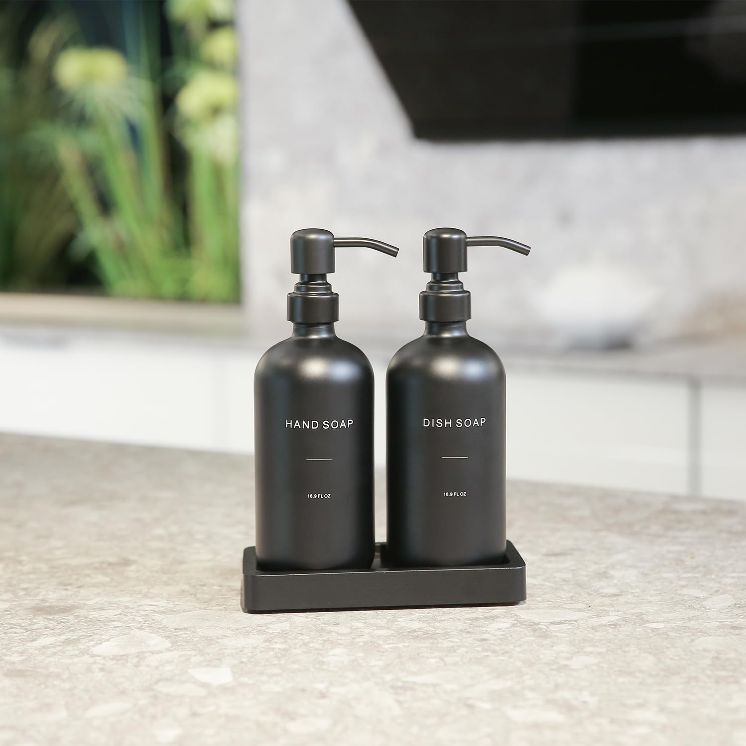Matte Black Soap Dispenser Set