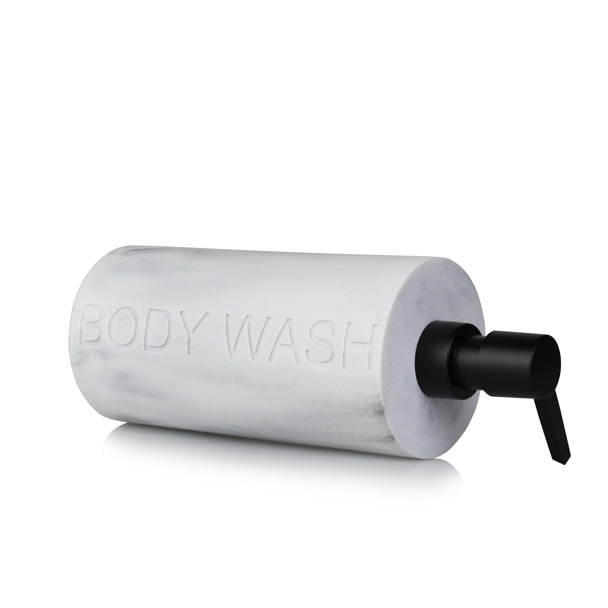 Resin White Marbled Body Wash Engraved Bottle Refillable Pump Dispenser