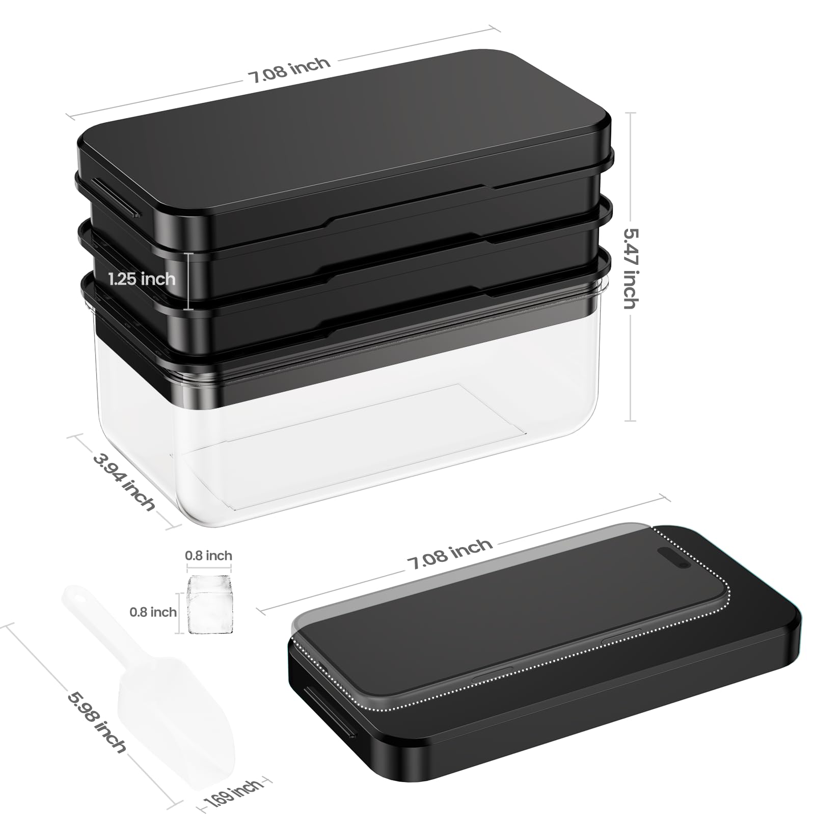 Ice Cube Tray with Lid and Bin