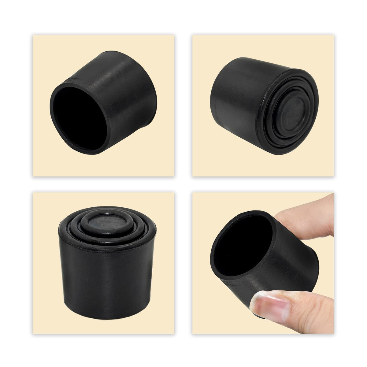 Furniture Table Covers Chair Leg Caps Round Black 32mm 4PCS (4 Count)