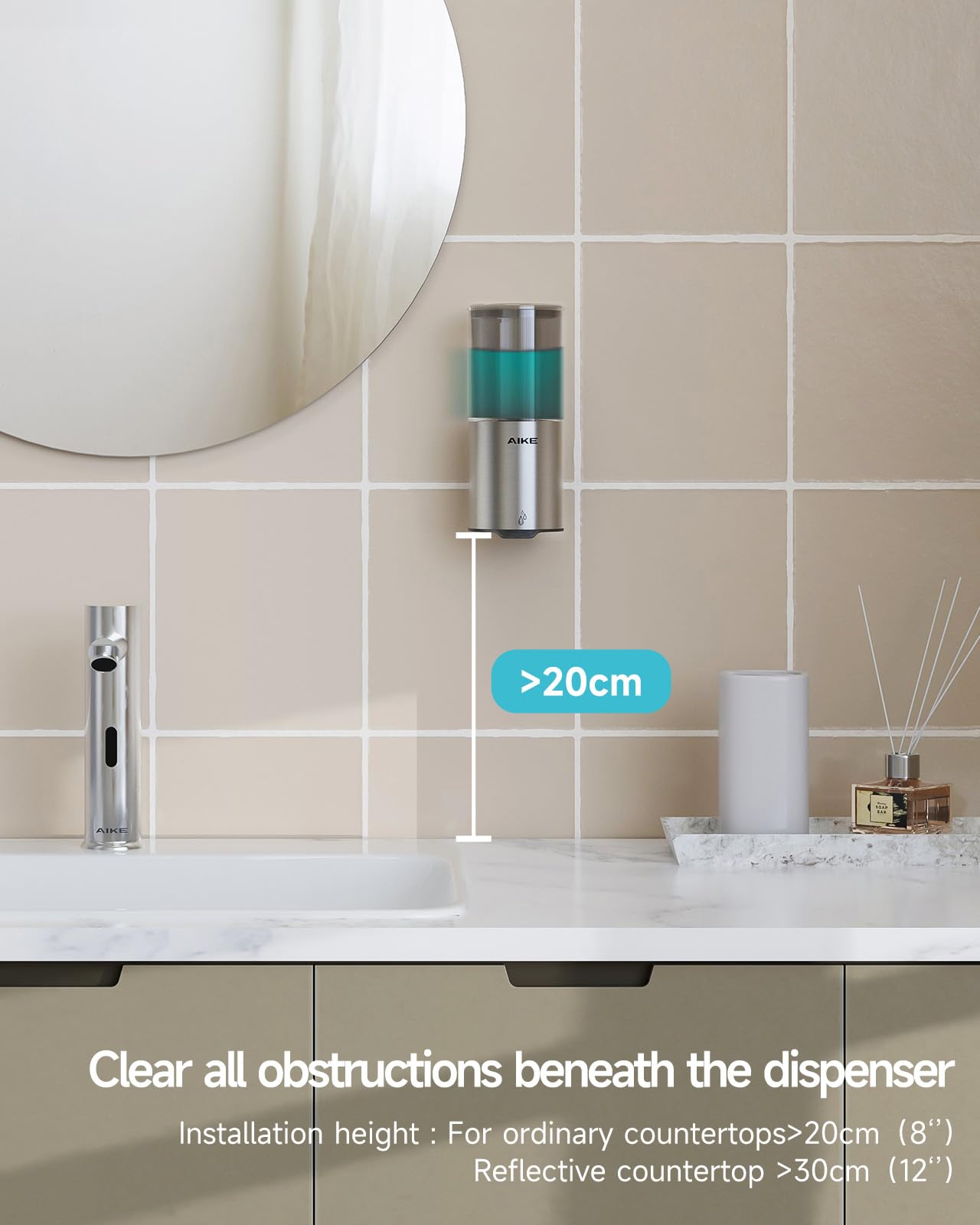 Automatic Soap Dispenser IPX7 Waterproof 13.5oz Stainless Finish