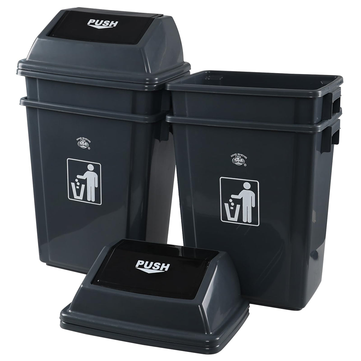 4 Pack 13 Gallon Plastic Kitchen Trash Can (4 Count)