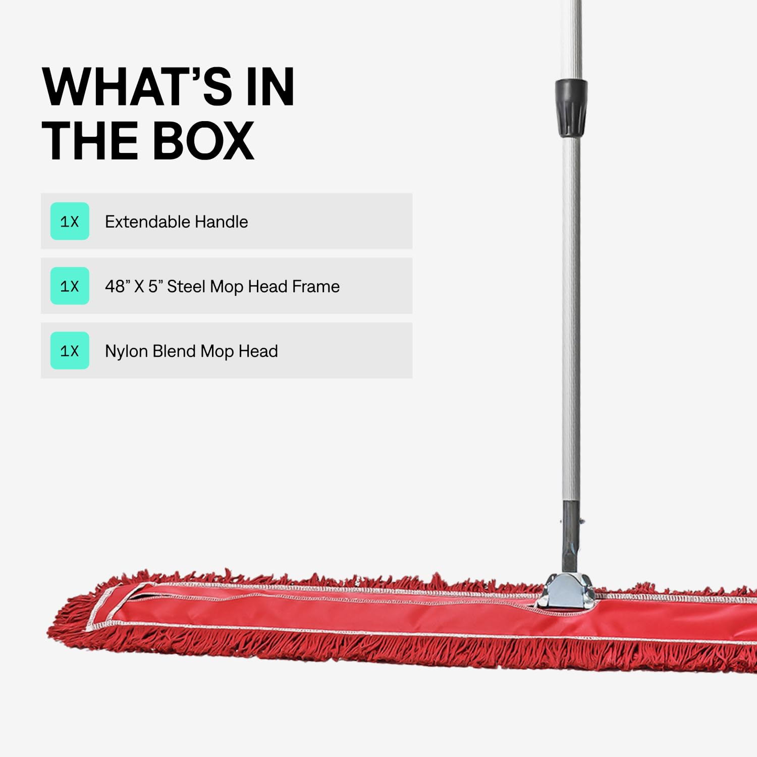 48 Inch Red Commercial Dust Mop & Floor Sweeper with Extendable Handle
