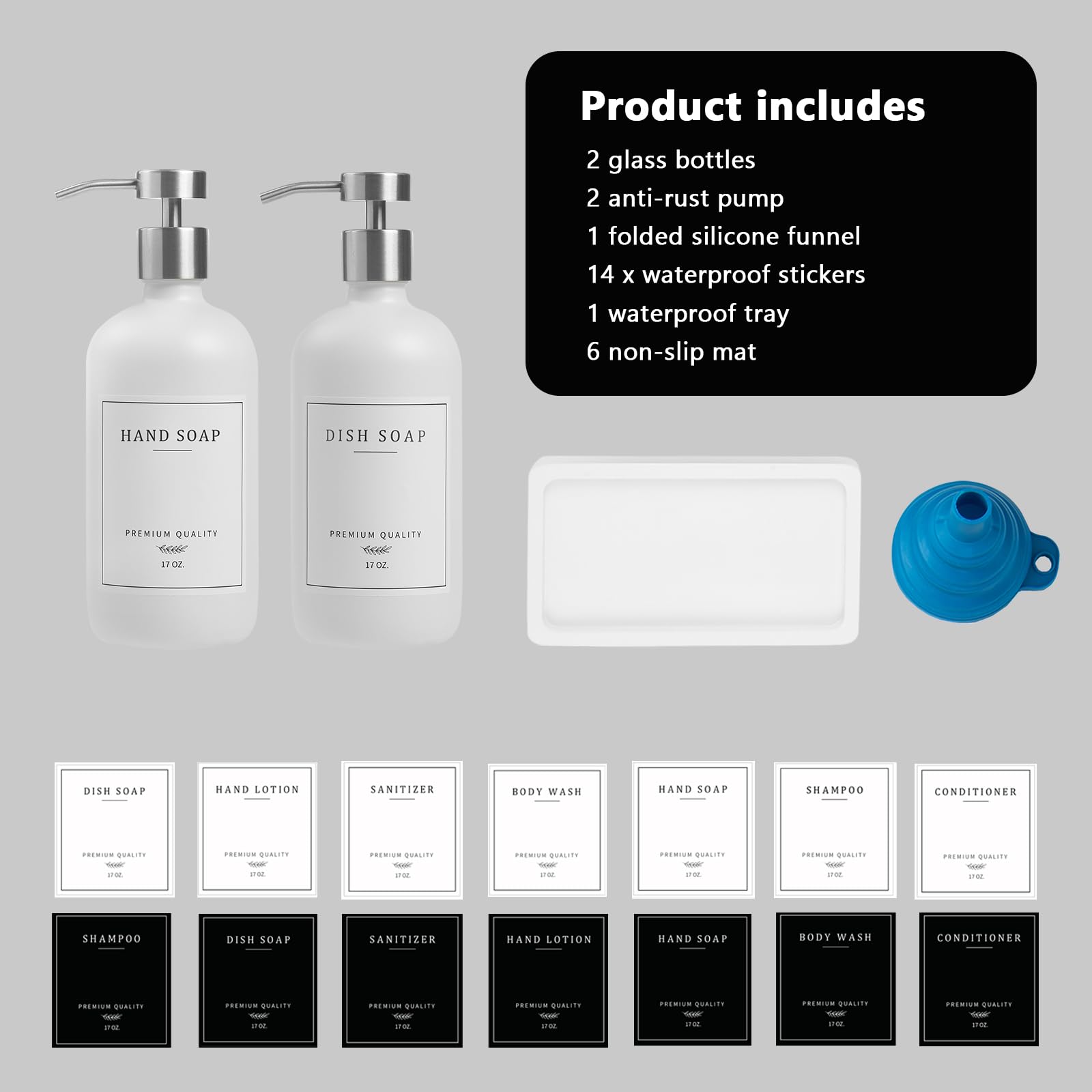 Glass Soap Dispenser Bathroom (2 Count)