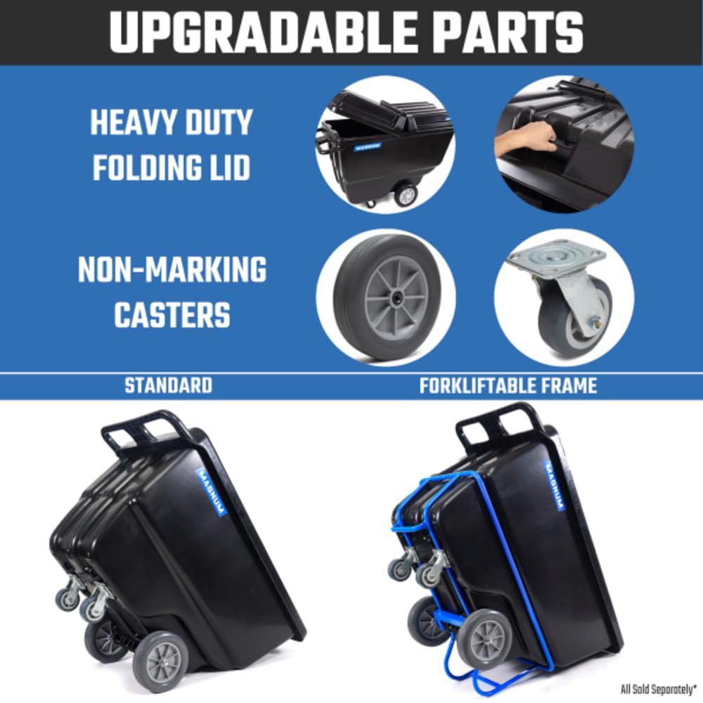 Tilt Truck, 1/2 Cu. Yd. Capacity Dump Cart with Non-Marking 12” Wheels & 5” Casters & Forklift-able Frame for Jobsites, 850 lbs, Trash Cart with Wheels DUC12T-F-NM-04PK (4-Pack) (4 Count)
