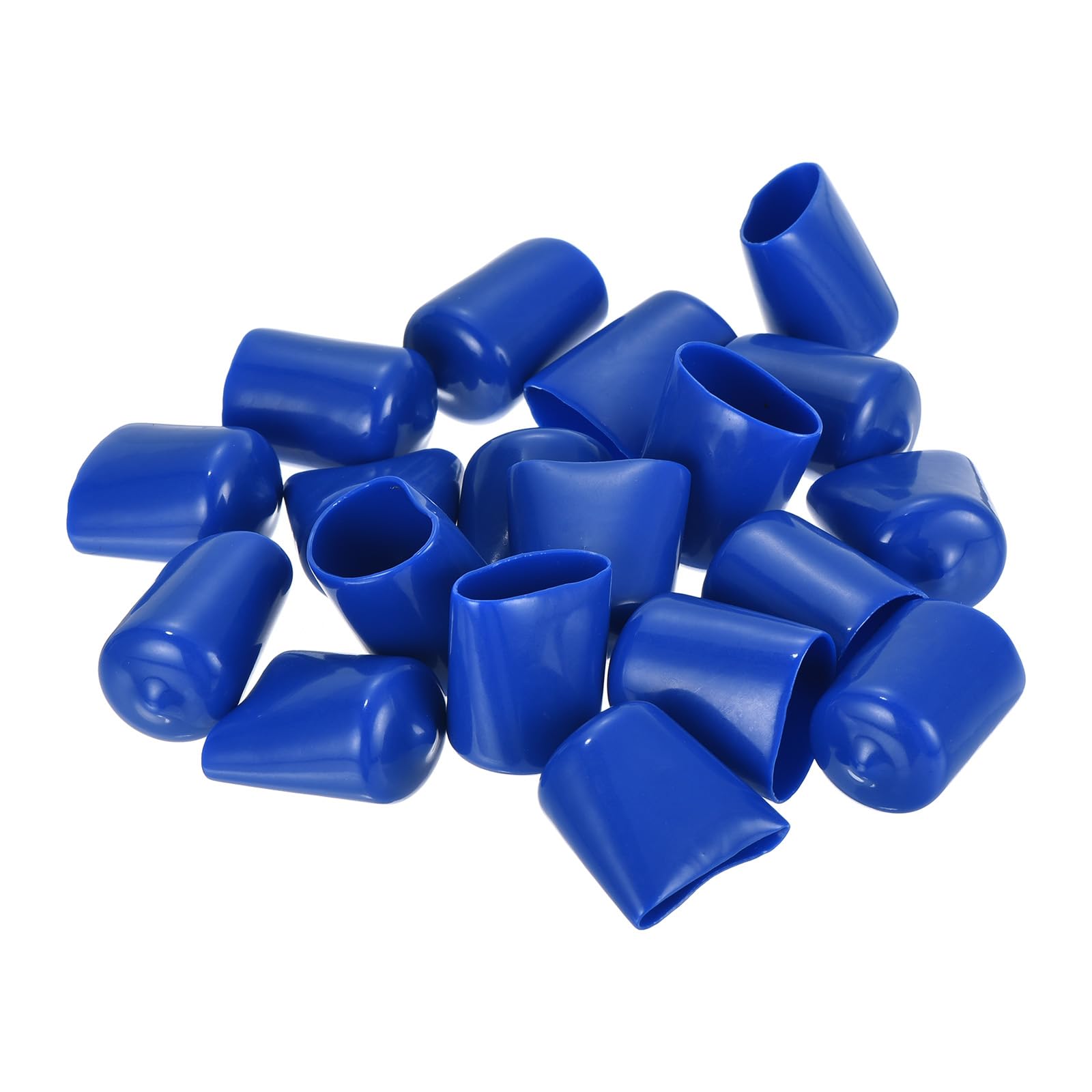 20pcs Rubber End Caps 19mm ID Vinyl Round Tube Bolt Cap Cover Screw Thread Protectors Blue